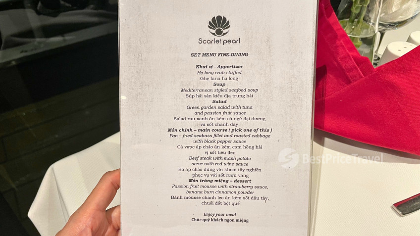 Scarlet Pearl Cruise: Scarlet Pearl set menu dinner