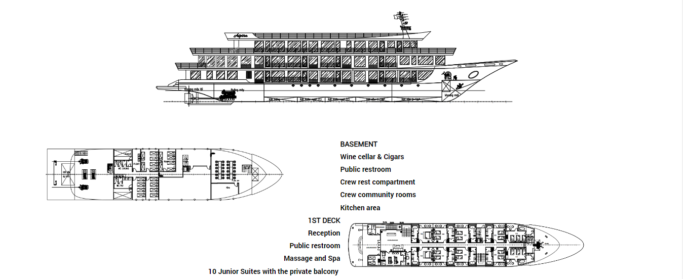 The 4th deck provides the sundeck with a heart-shaped jacuzzi, bar sunset, and many loungers for guests to sunbathe.