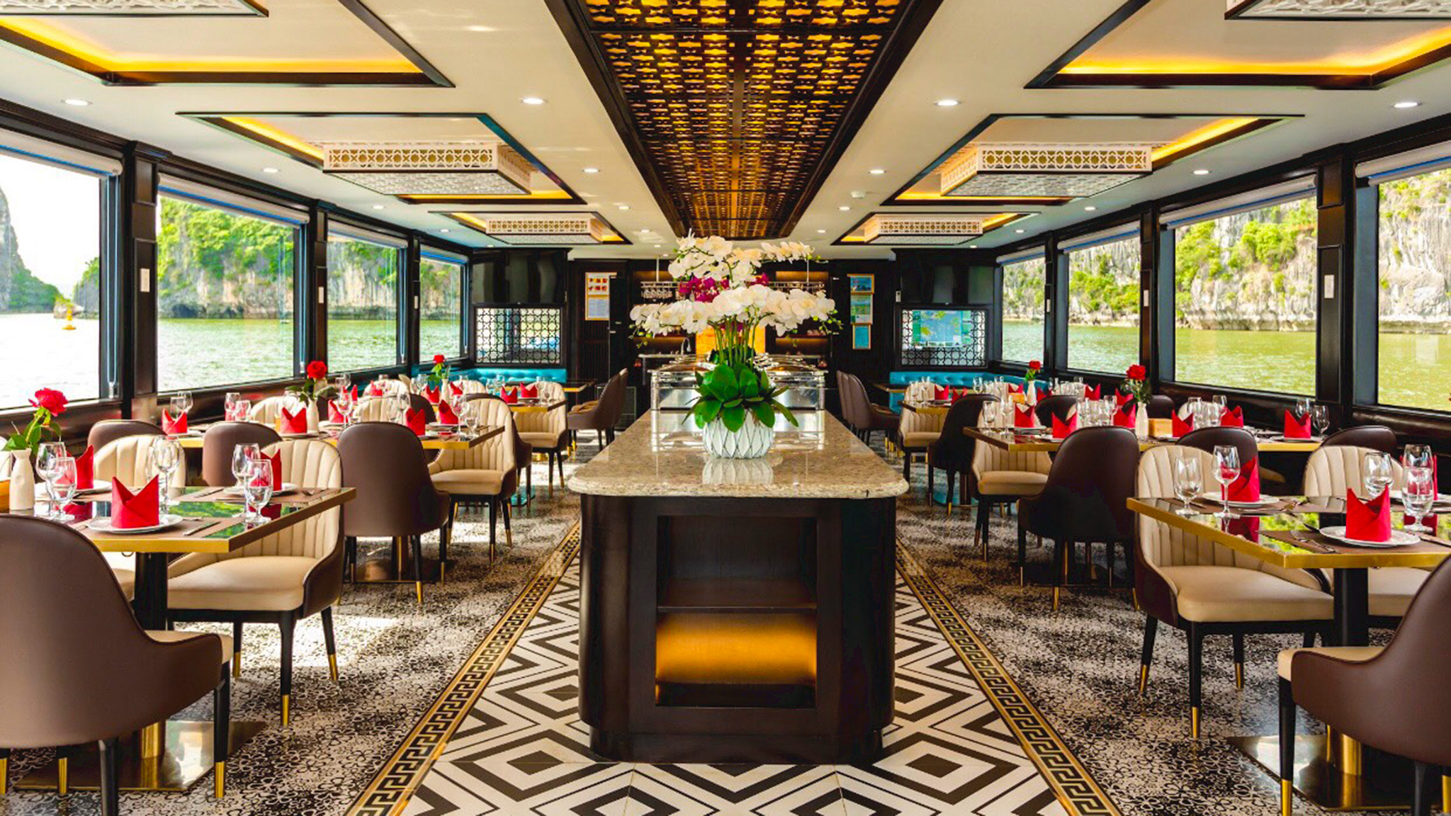 Lavish restaurant on board