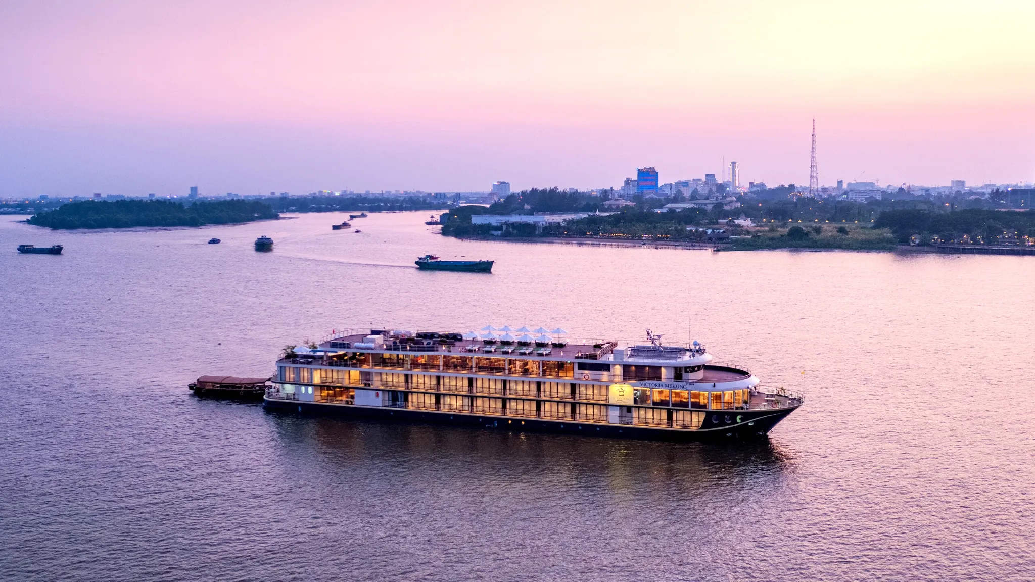 Victoria At Golden Hour On Mekong River