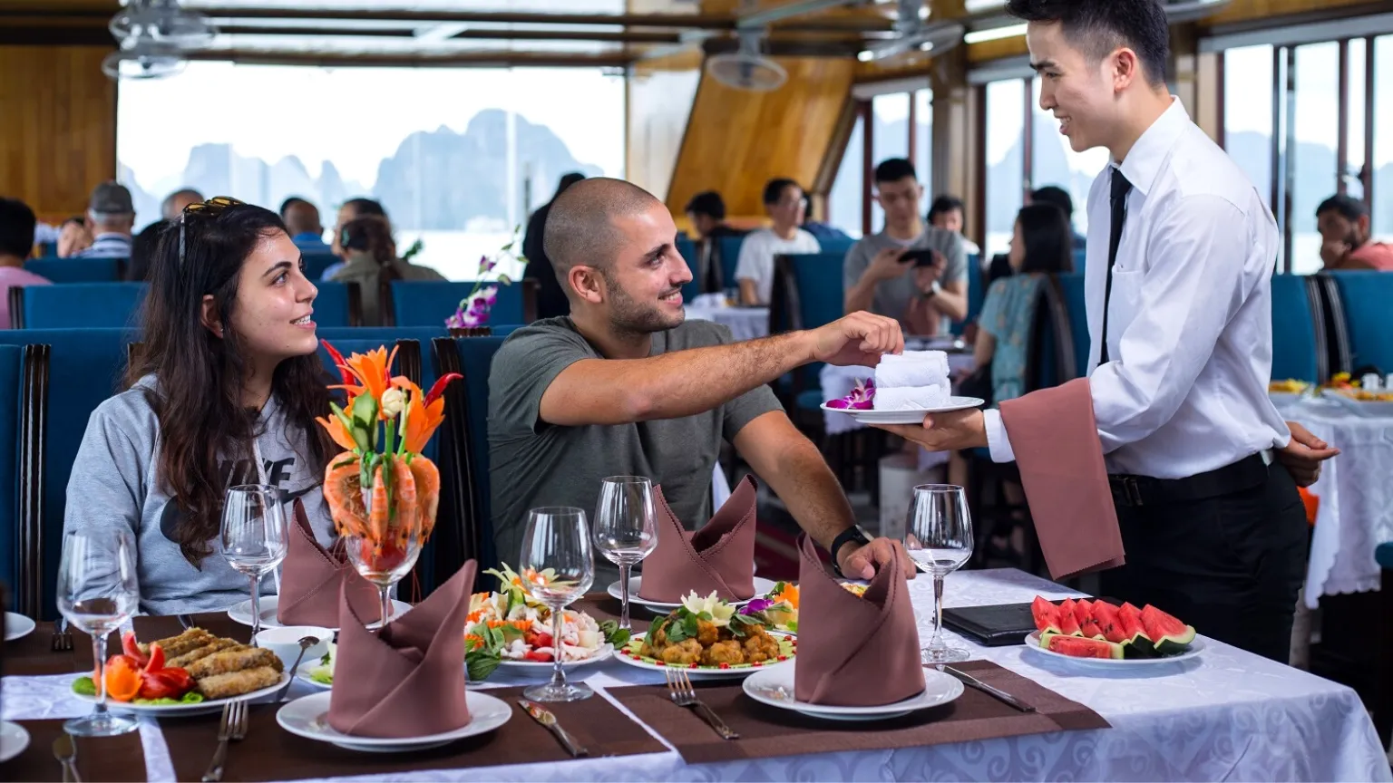 Helpful Waiter During the Lunch