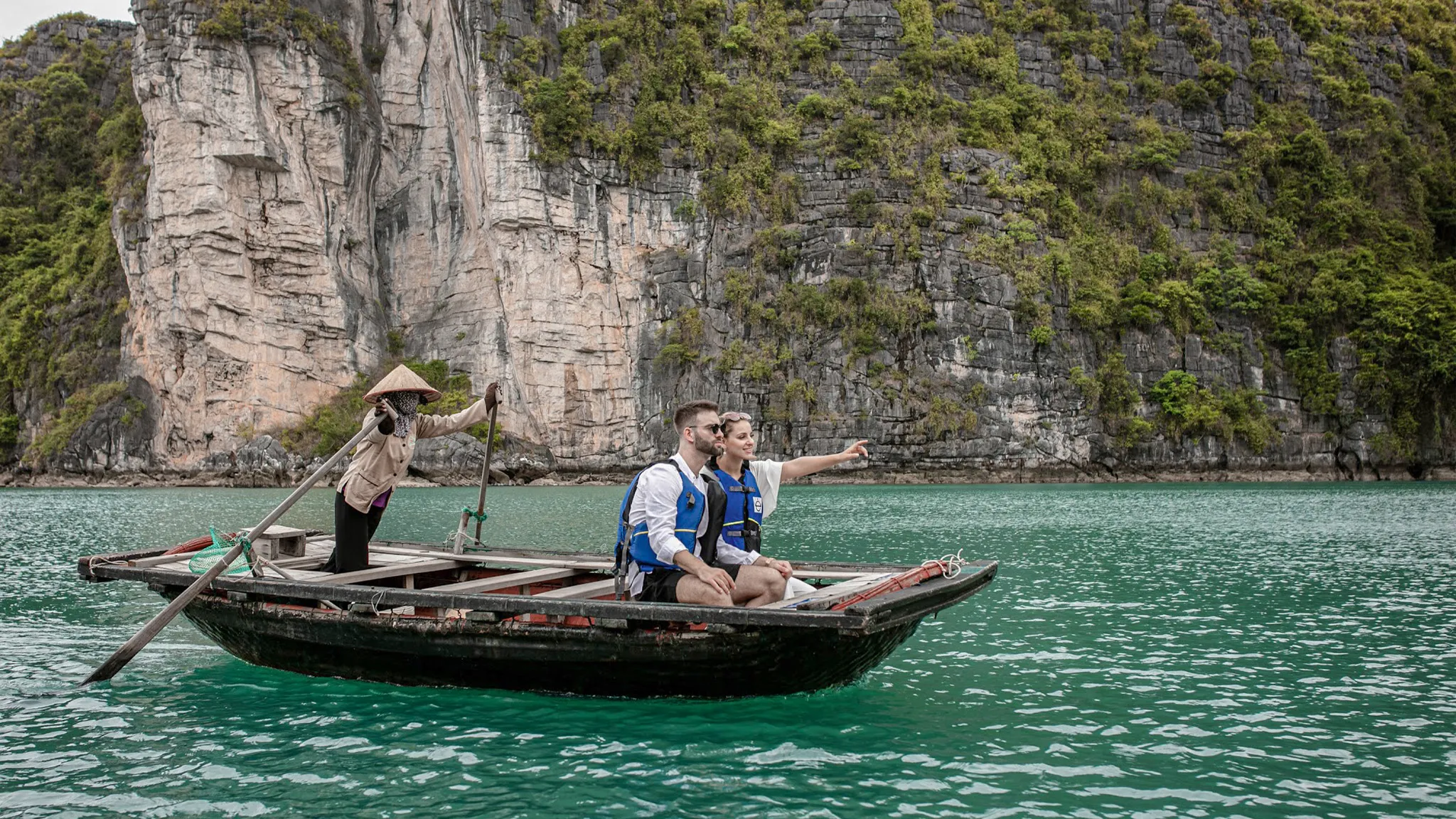 Admire the scenery by local boat