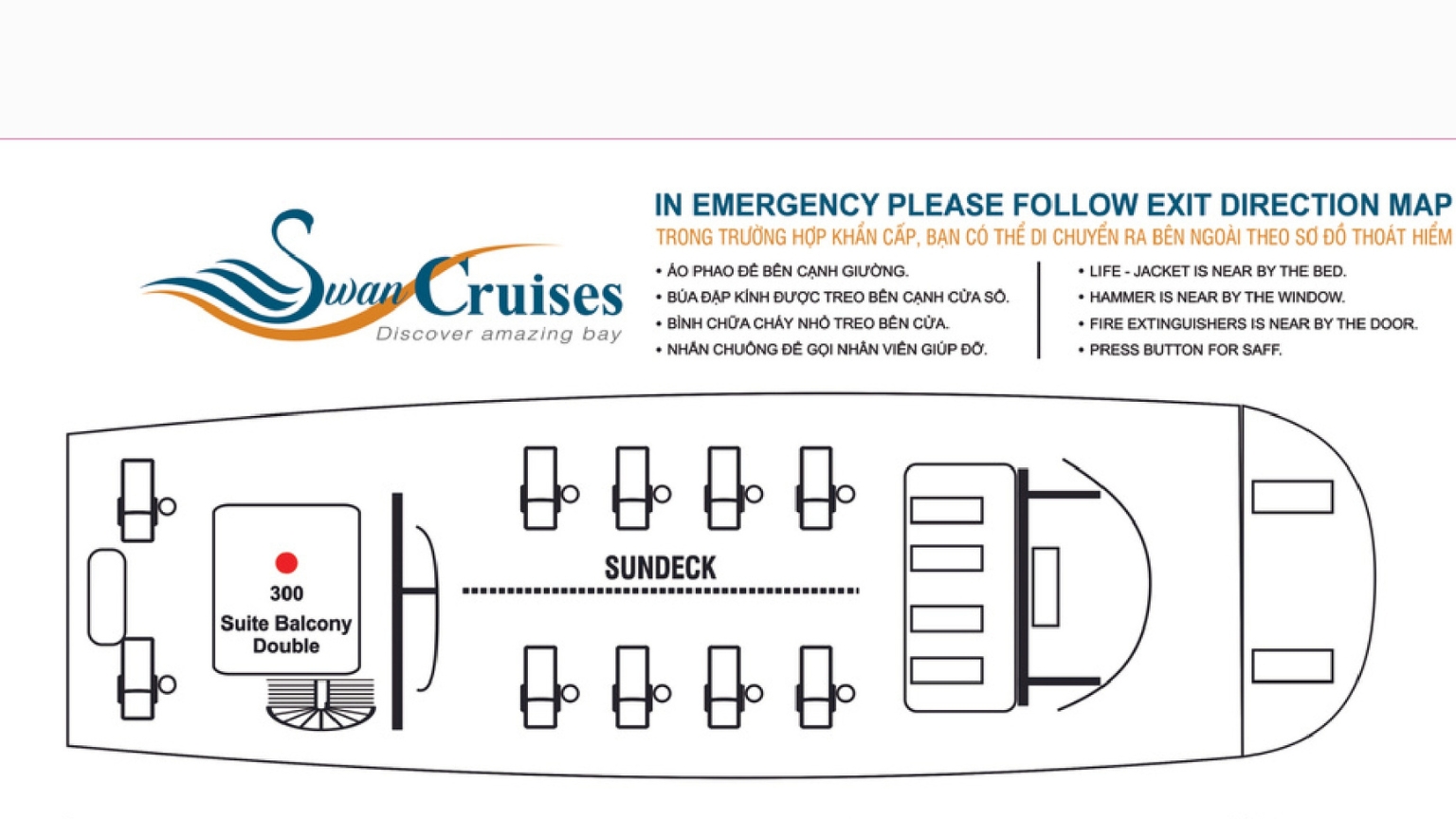 The sundeck boasts the remaining 01 Suite Balcony and an airy area with many loungers and set tables for guests to sunbathe and relax.