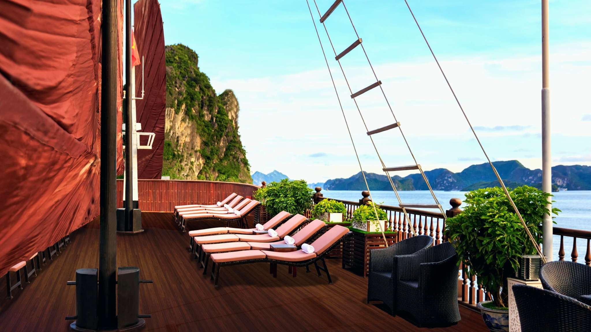 Alisa Premier&rsquo;s sundeck offers spacious loungers for sunbathing and unwinding.