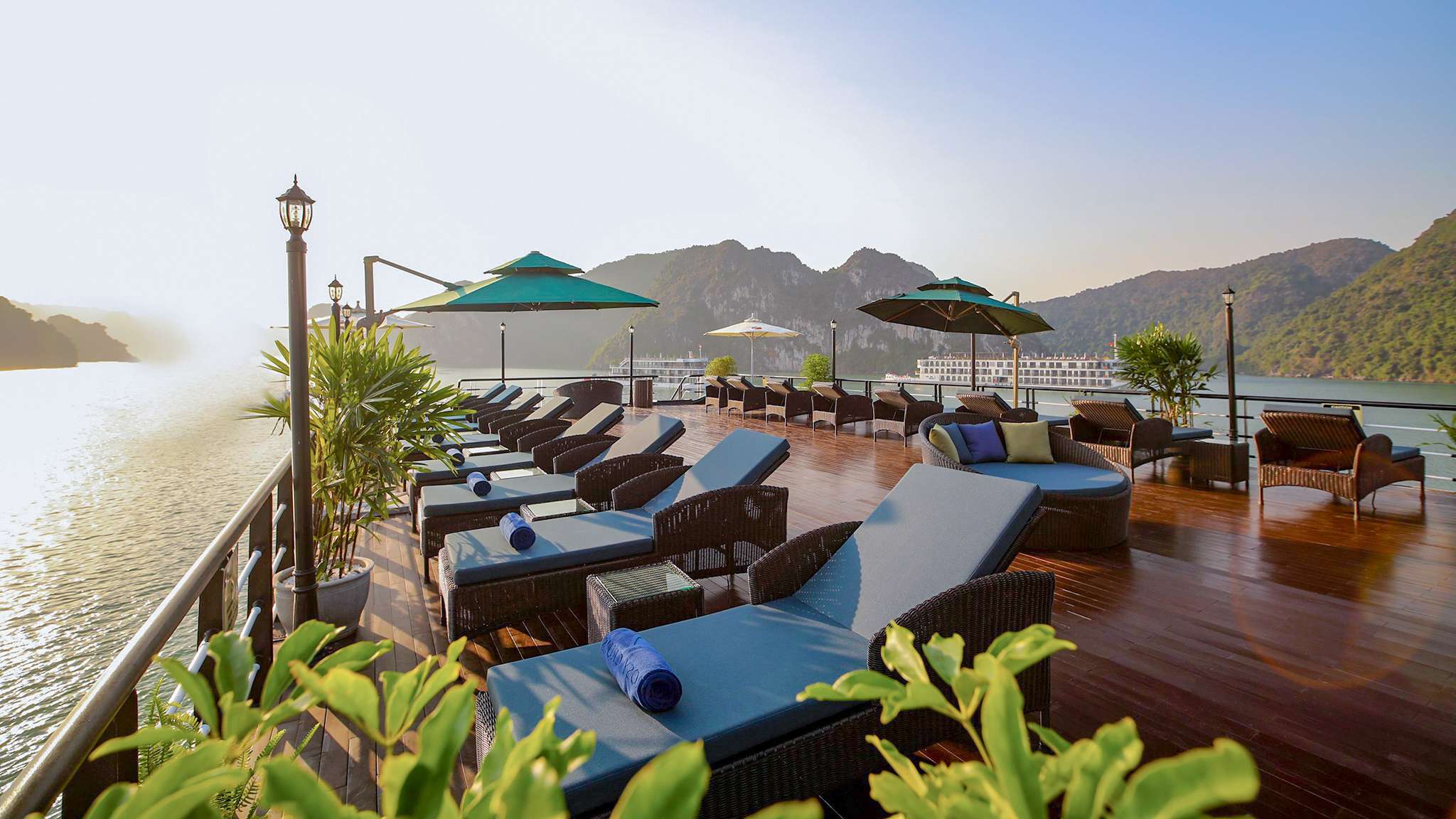 Chill out on the sun loungers and admire the scenery on the sundeck