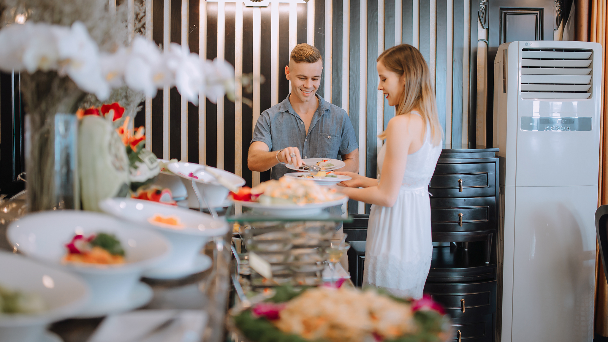 Having Delicious Buffet