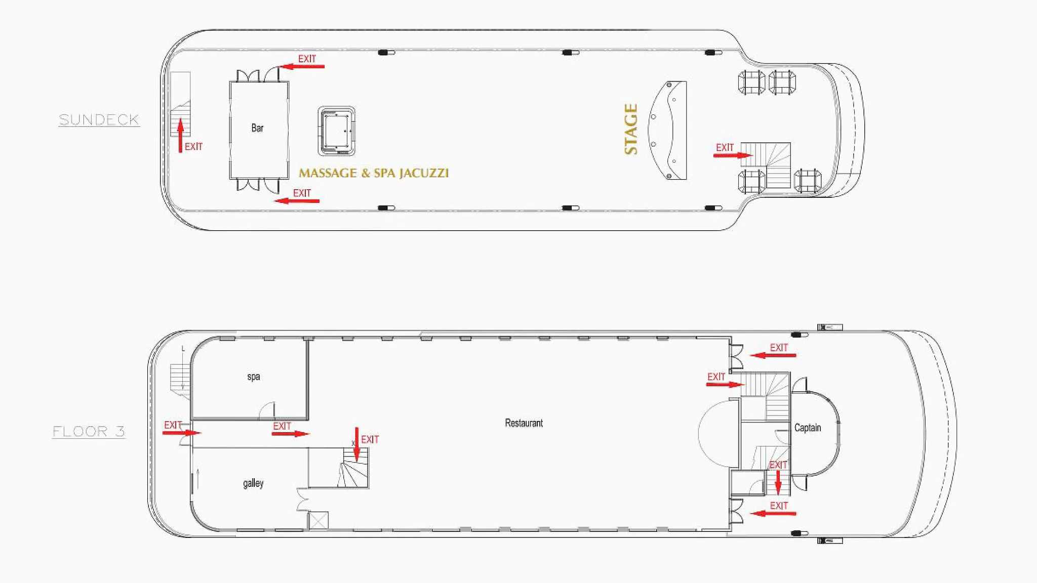 Hermes Cruise Deckplan Sundeck And Deck 3