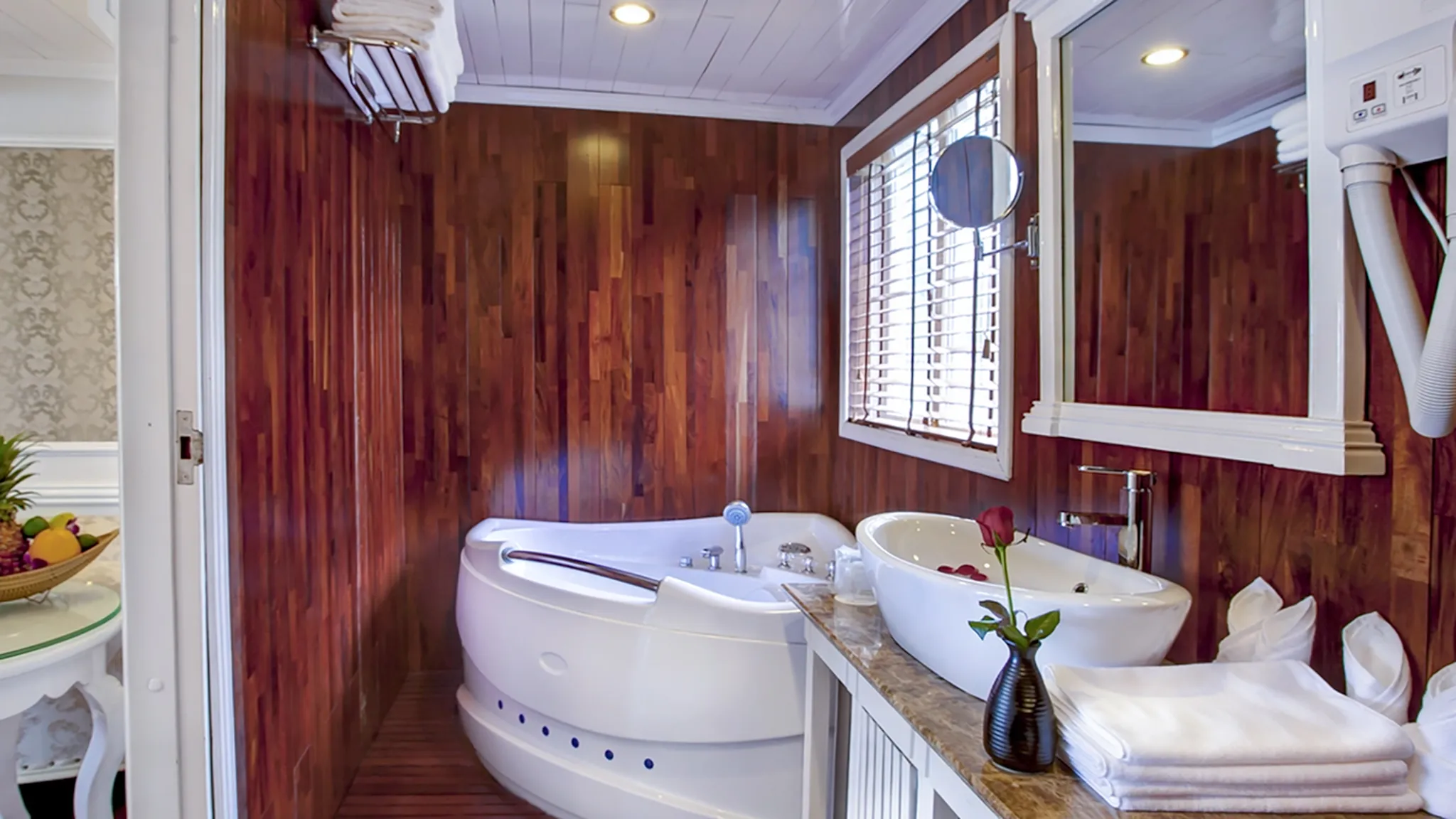 Wooden Bathroom with Jacuzzi