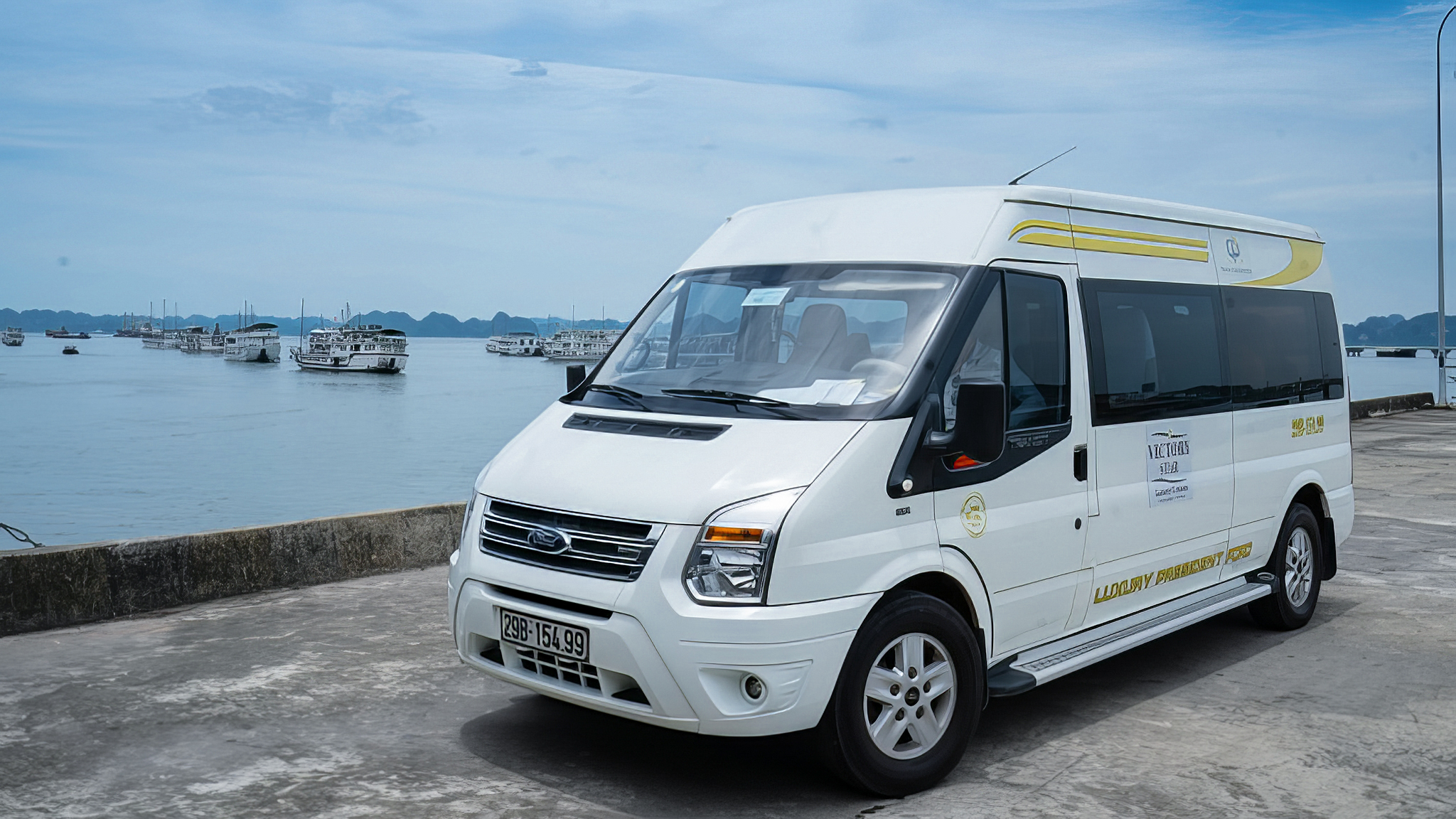 Modern limousine car for transferring from Hanoi to the cruise port