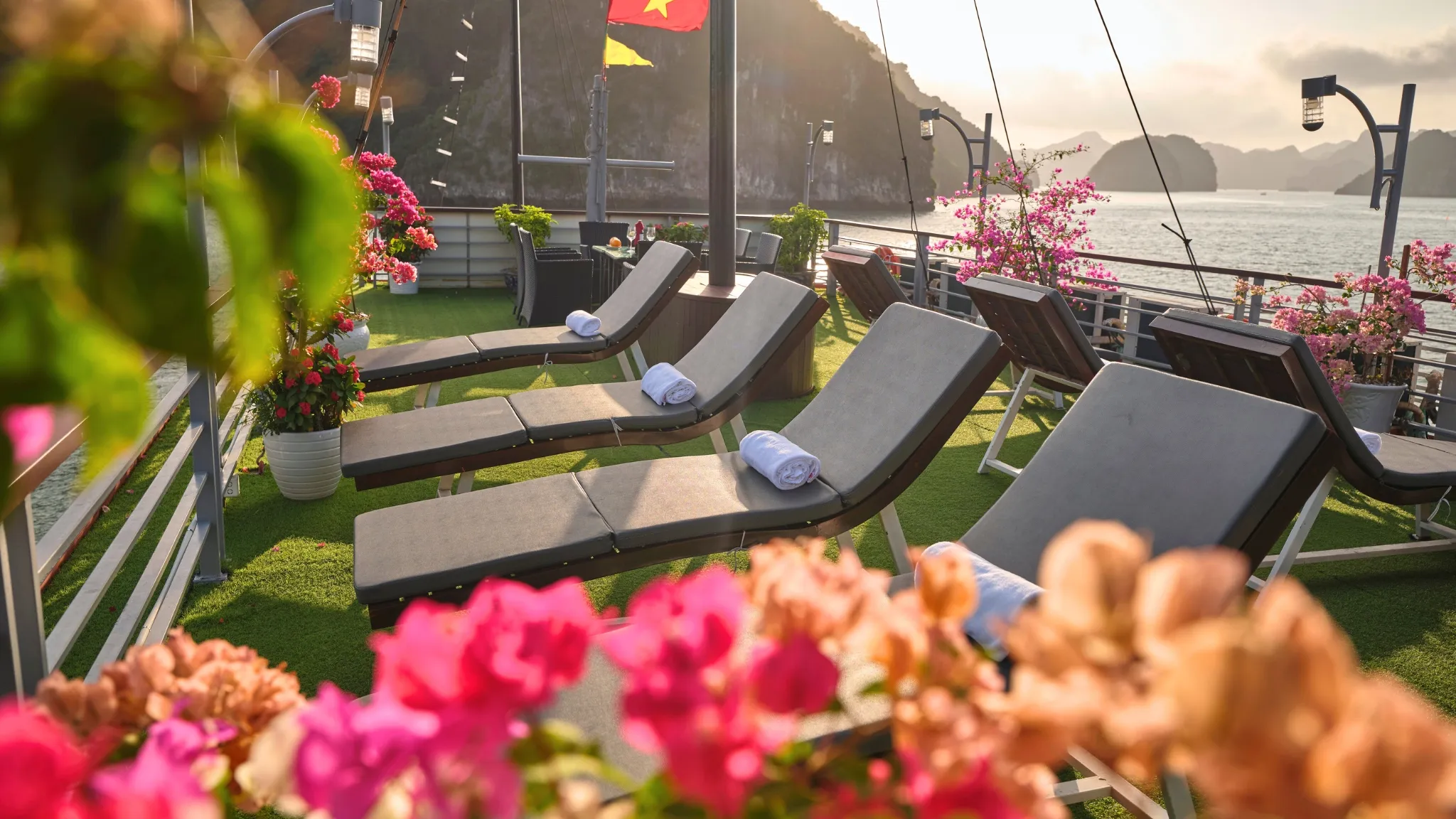 Chilling out on the Sun loungers