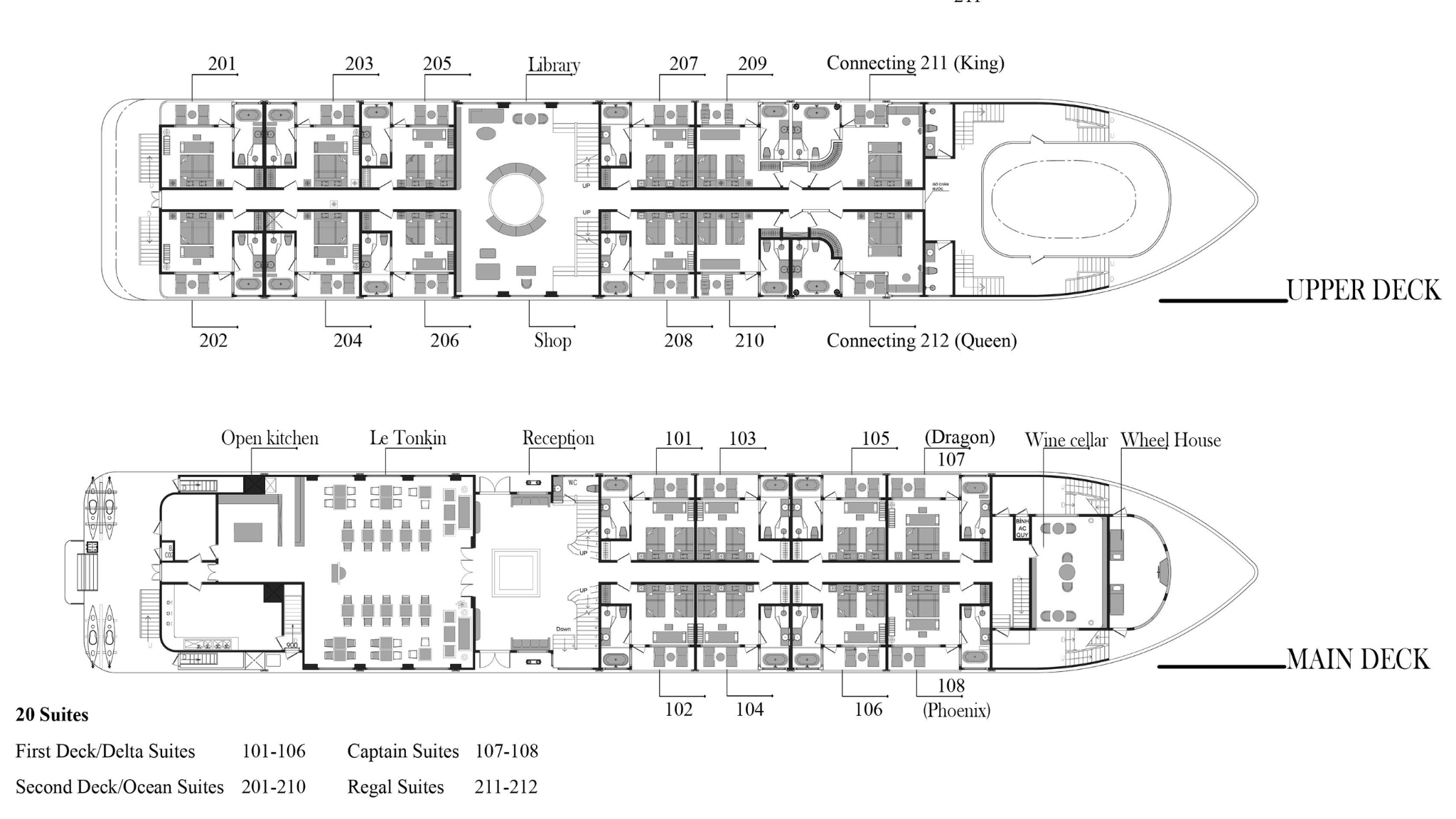 Especially, the Regal Suite and Captain Suite are next to the bow so guests are a priority to book private dining here.