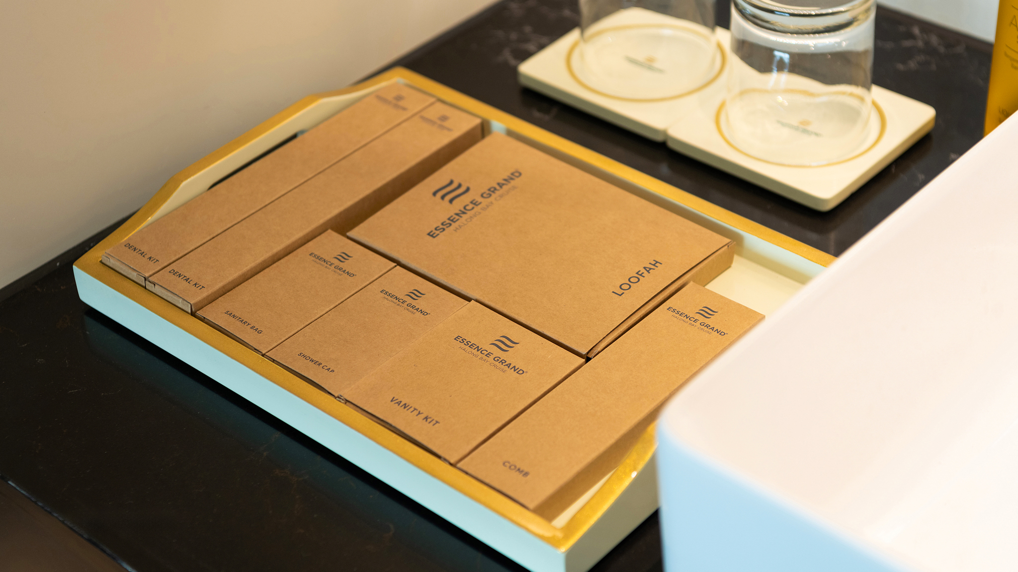 The delicate bathroom amenities