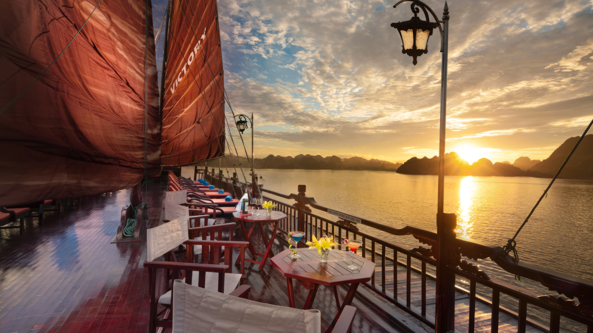 You can only find the shared spaces onboard at the sundeck and restaurant.