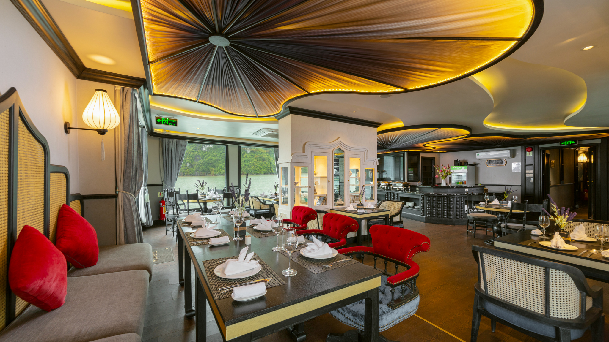 The spacious restaurant