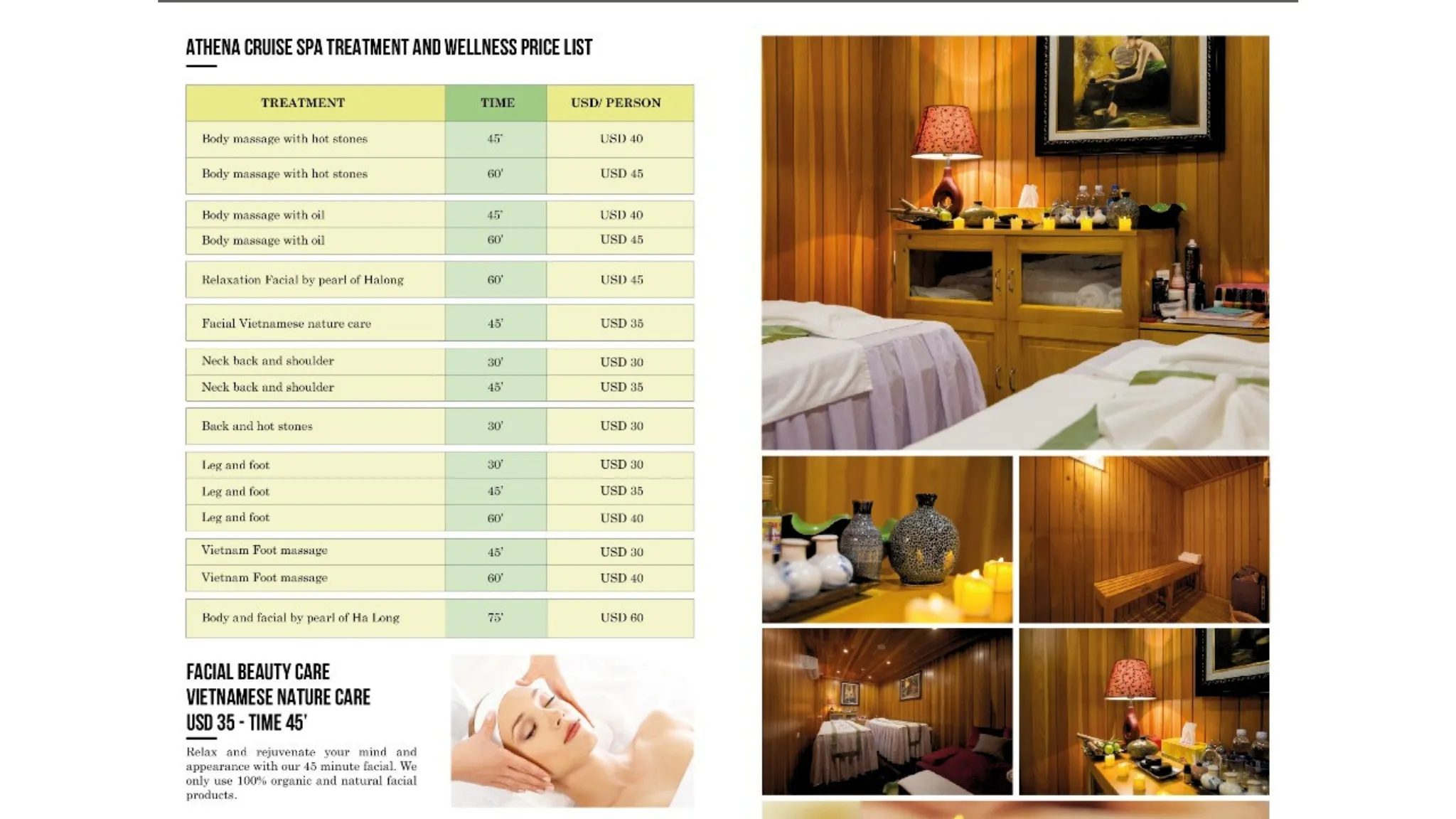Spa Menu