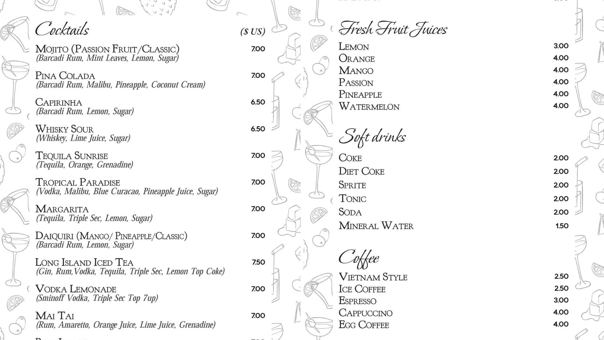 Drink Menu