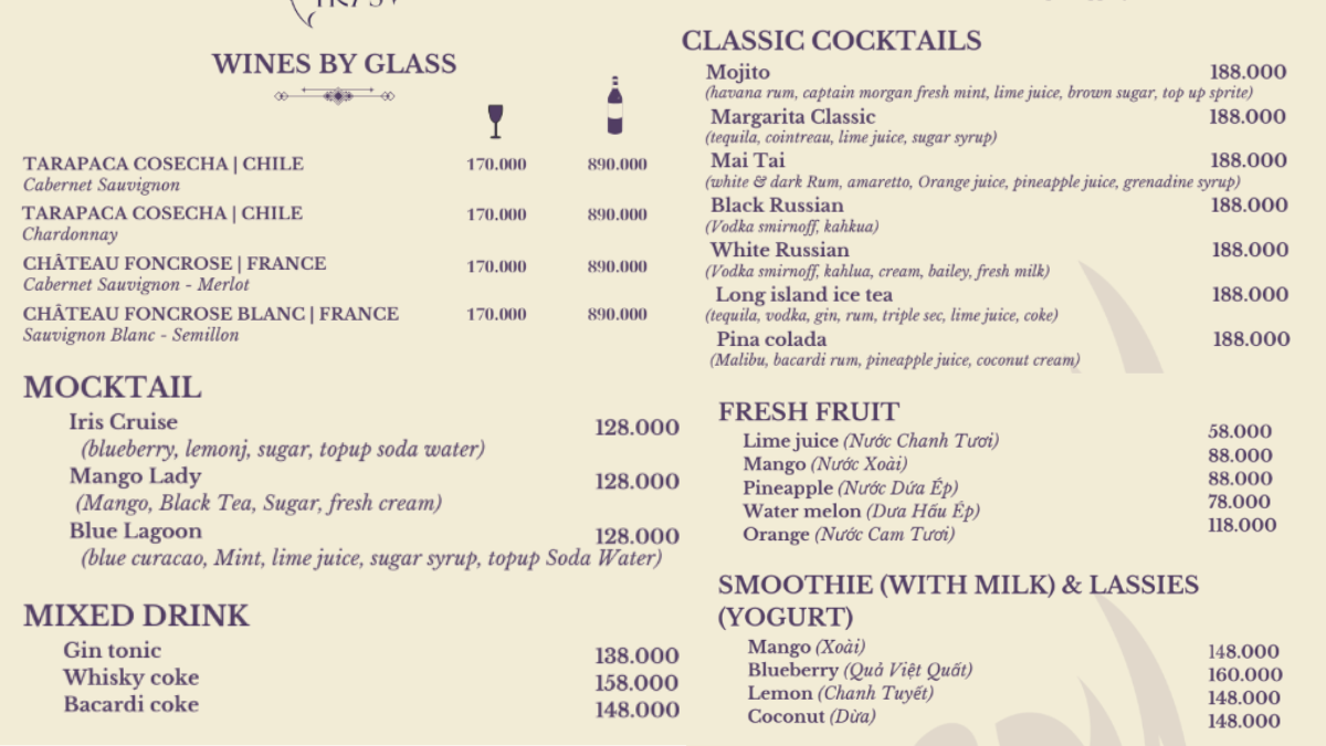 Drink Menu