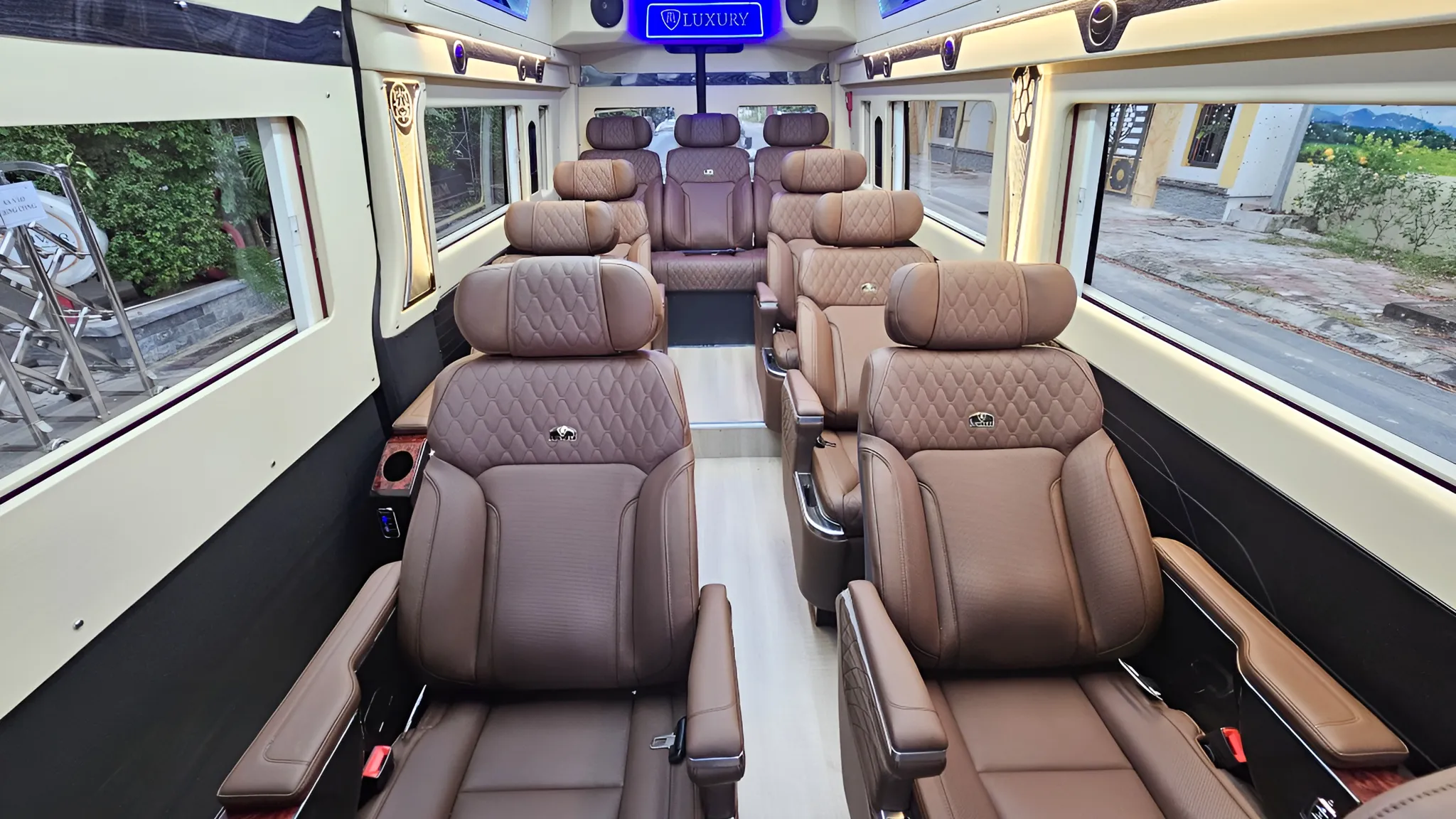 The modern chair inside a limousine