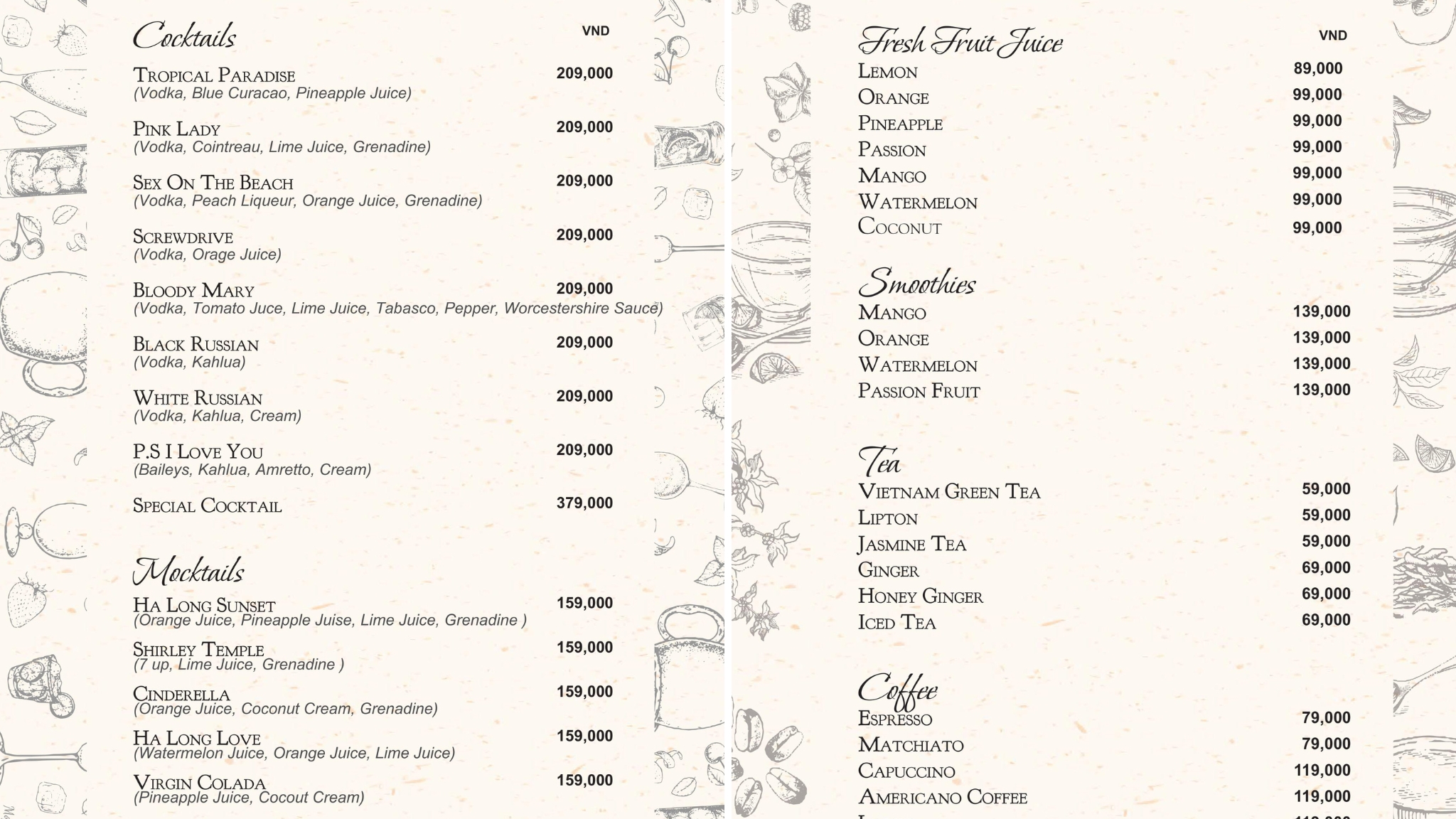 Drinks menu 2
