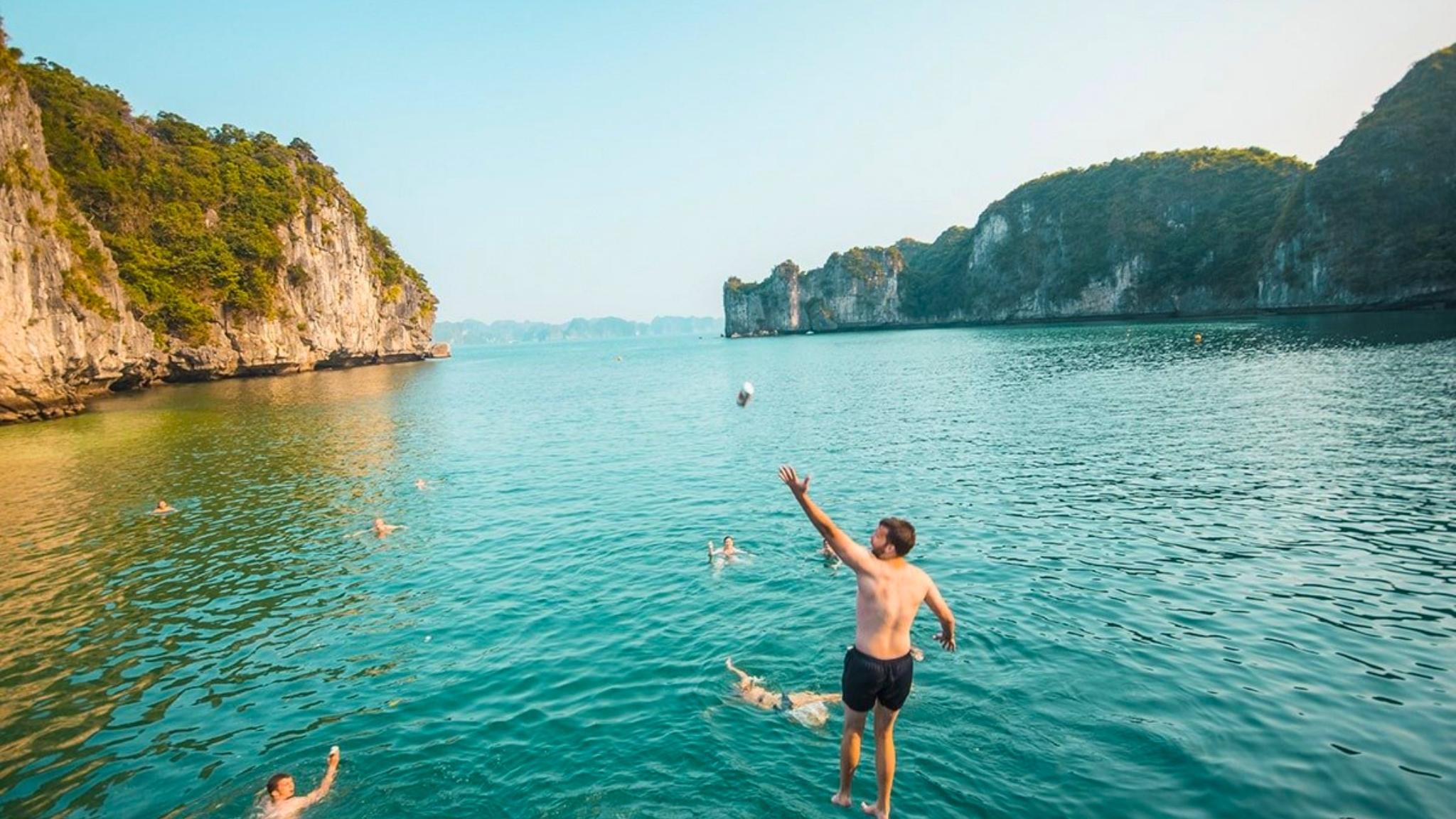 Immerse yourself in the cool water of the Ba Trai Dao area