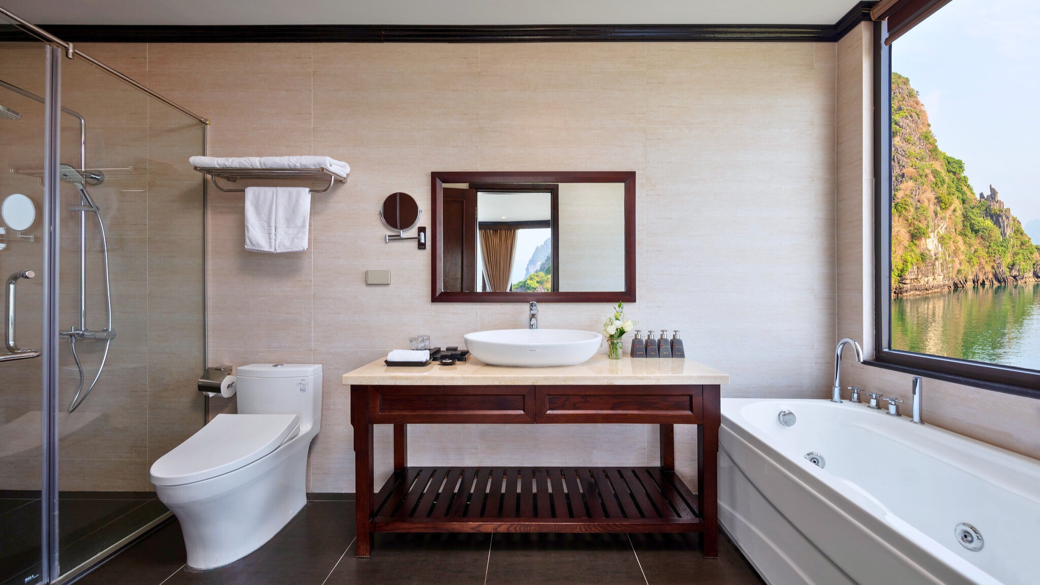 Well Equipped Bathroom With Bay View