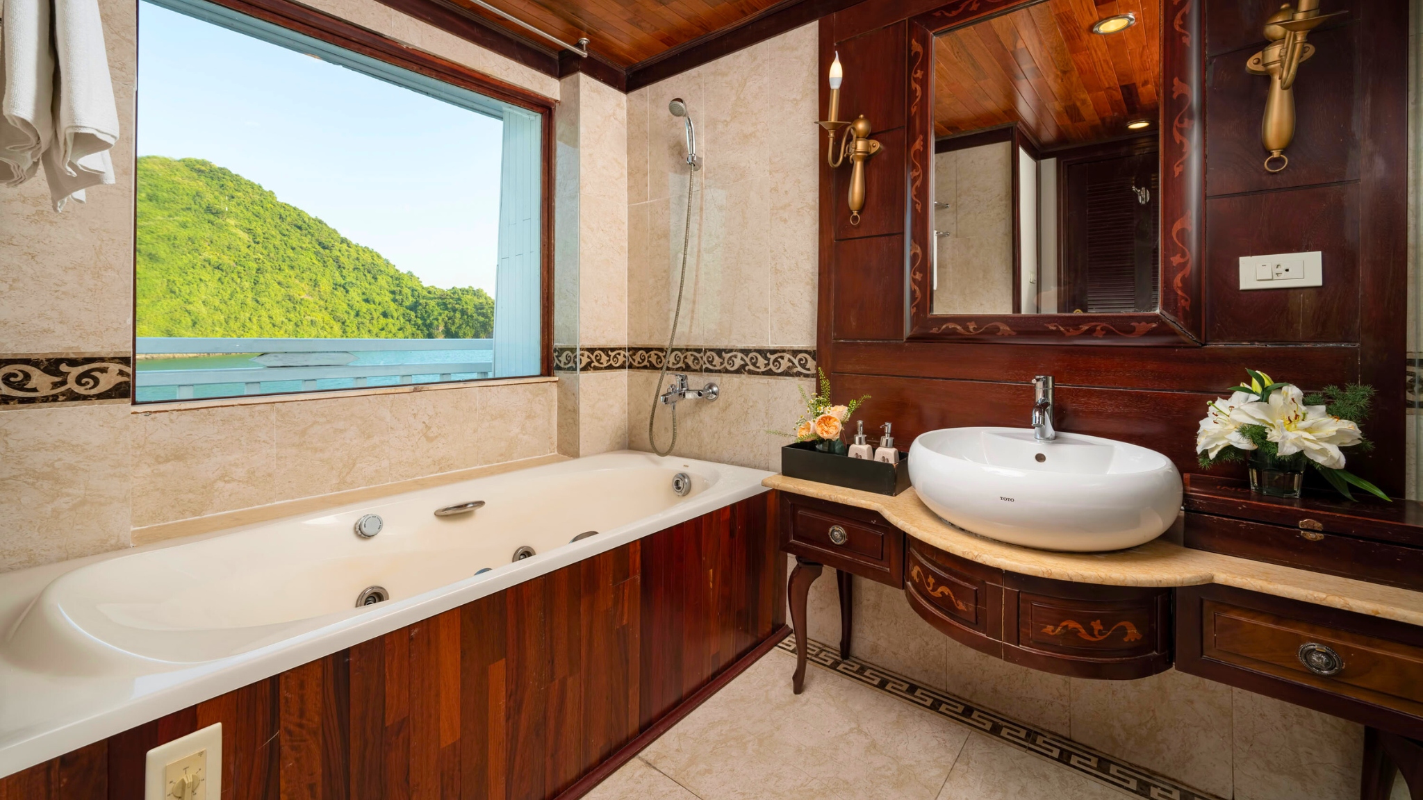 Bathtub by the window