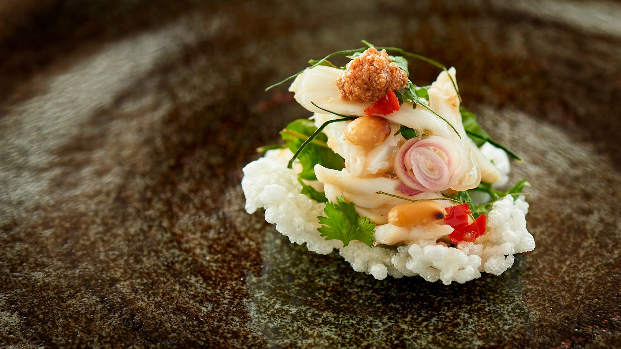 Crab On Crunchy Rice Cake