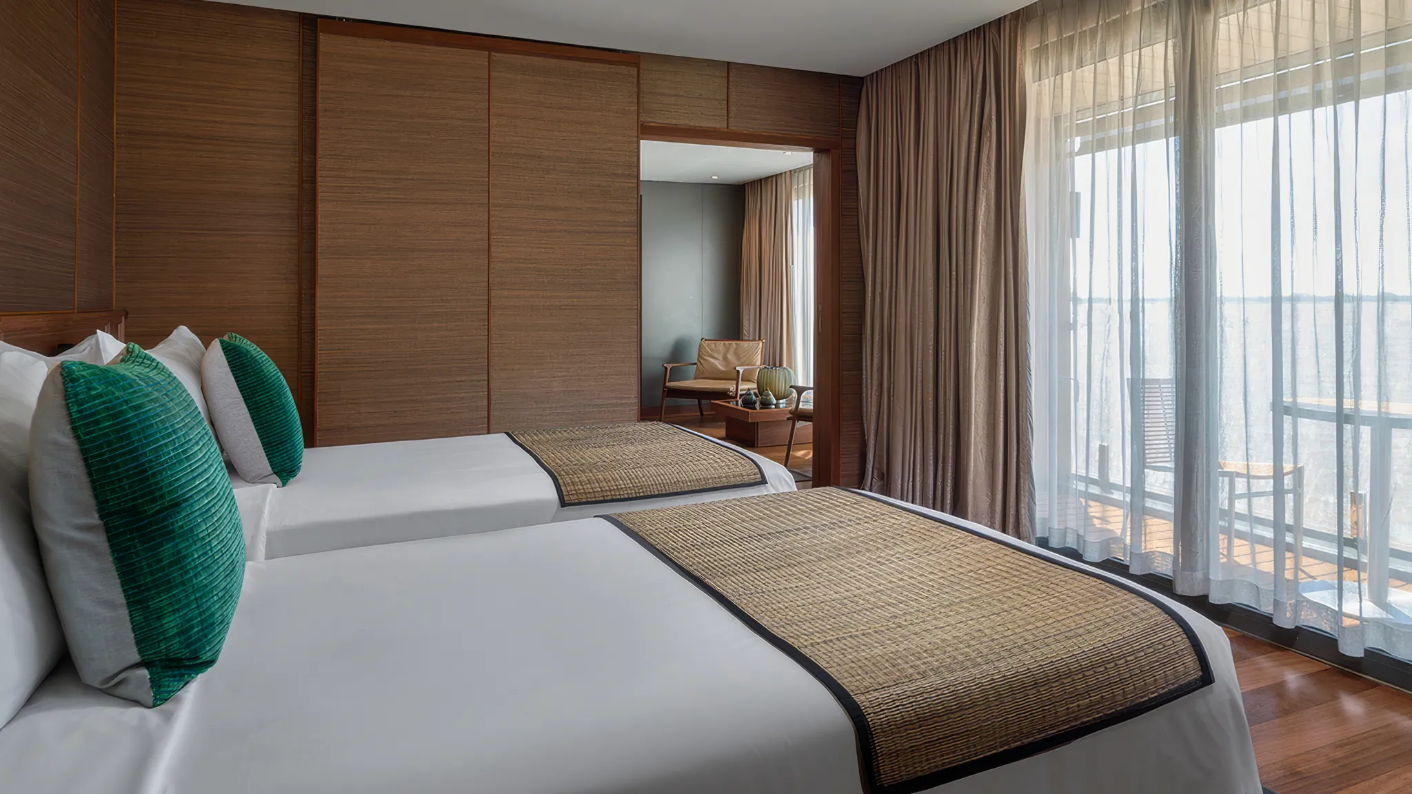Twin bed for convenient shared space