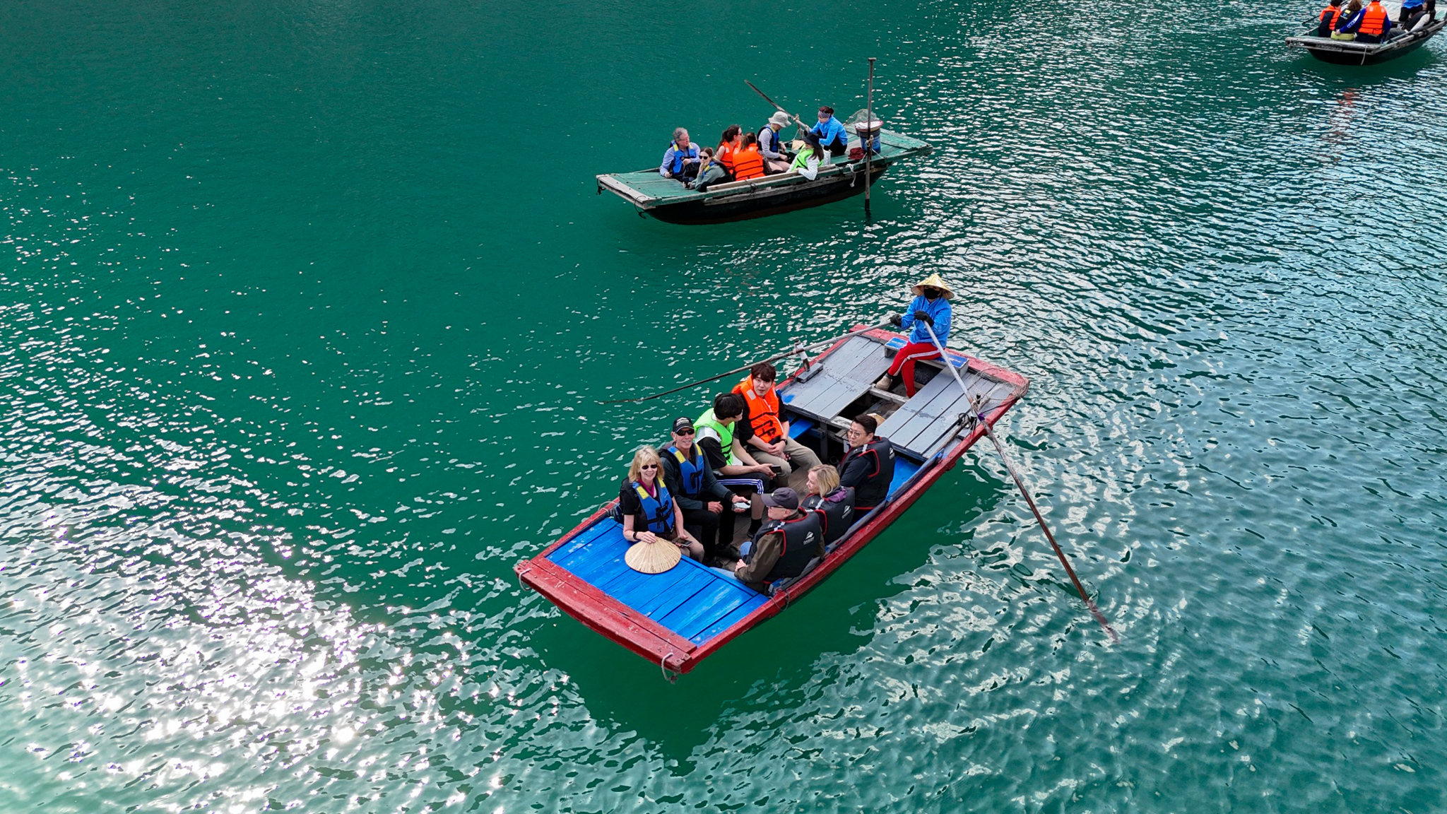 Explore the enchanting view of Dark & Bright Cave on a bamboo boat trip