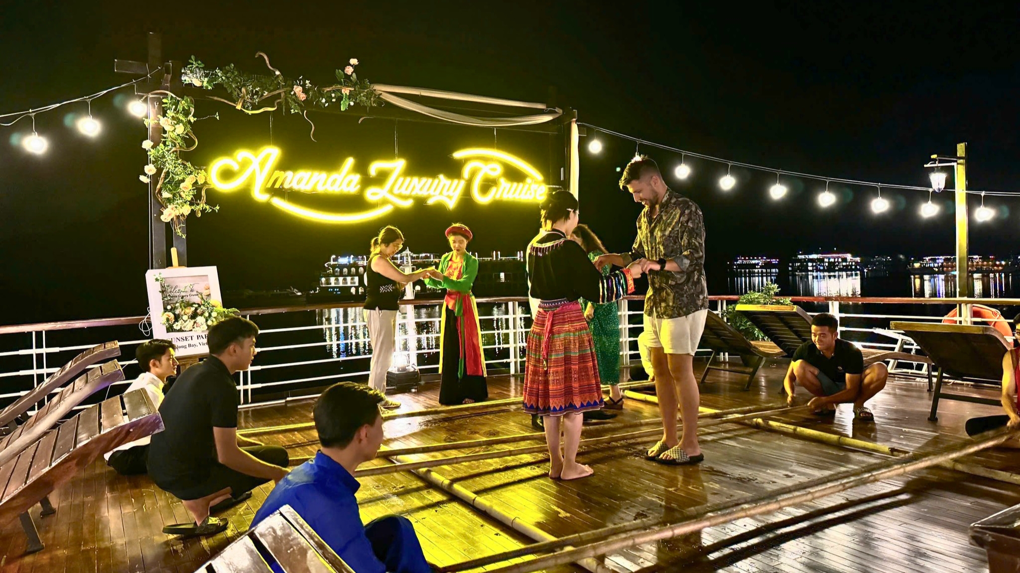 Challenge yourself with the traditional Vietnamese bamboo dancing after dinner