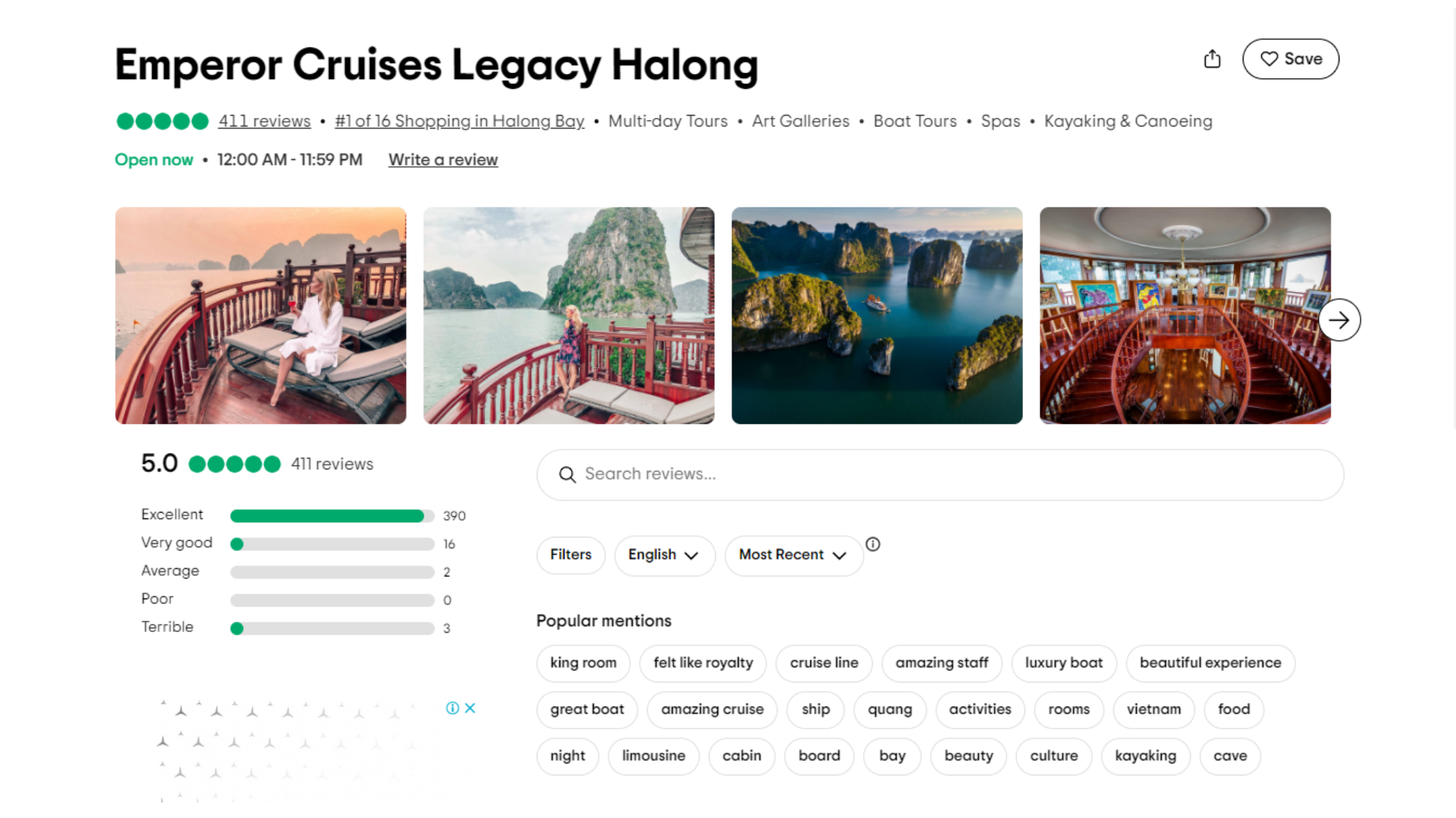 Emperor Cruise with impressively excellent reviews on TripAdvisor