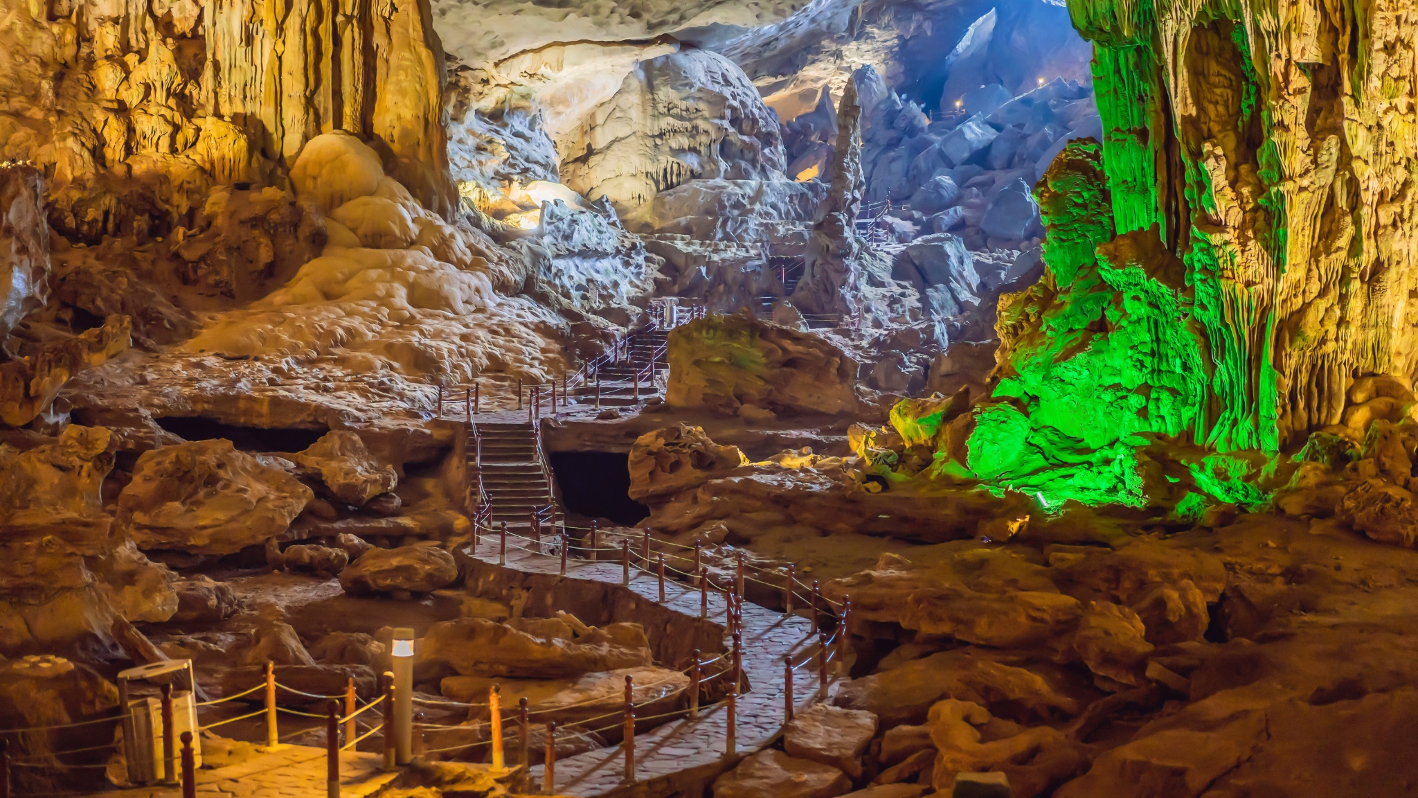 The breathtaking view inside Sung Sot Cave, one of the largest caves in Halong Bay