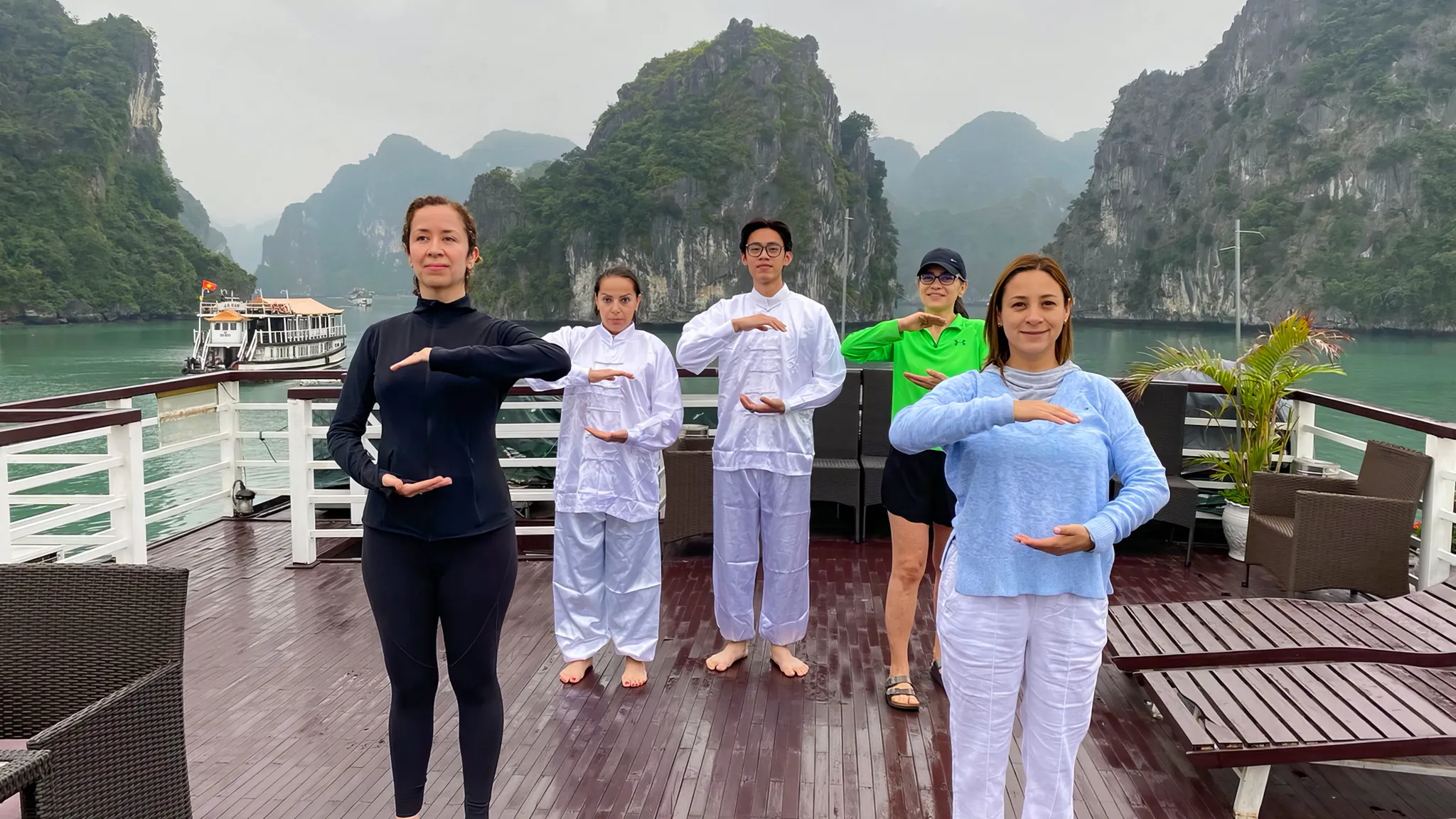 Practice Tai Chi on the sundeck