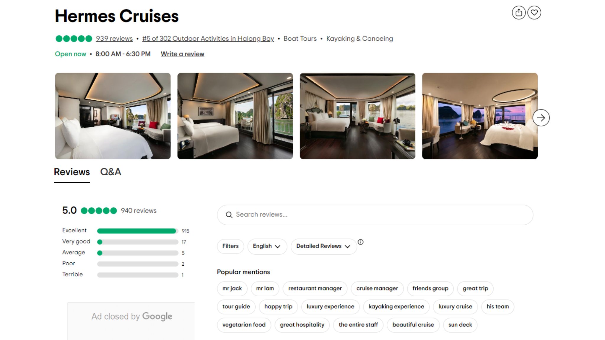 Hermes Cruise has gained a great number of positive reviews for its services and activities.