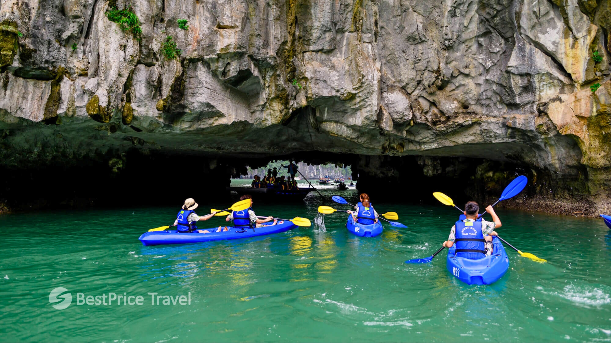 Kayaking always excites visitors to Halong Bay, offering a thrilling experience.