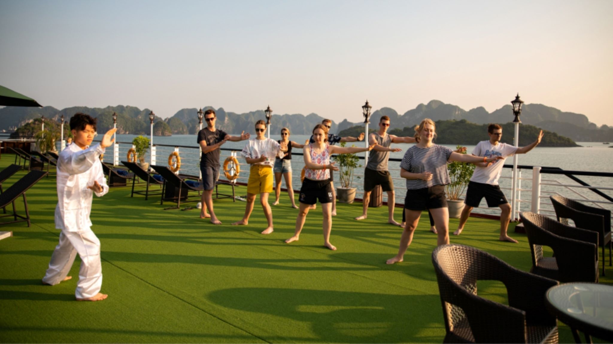 The Taichi class on sundeck provides a great chance to energize yourself