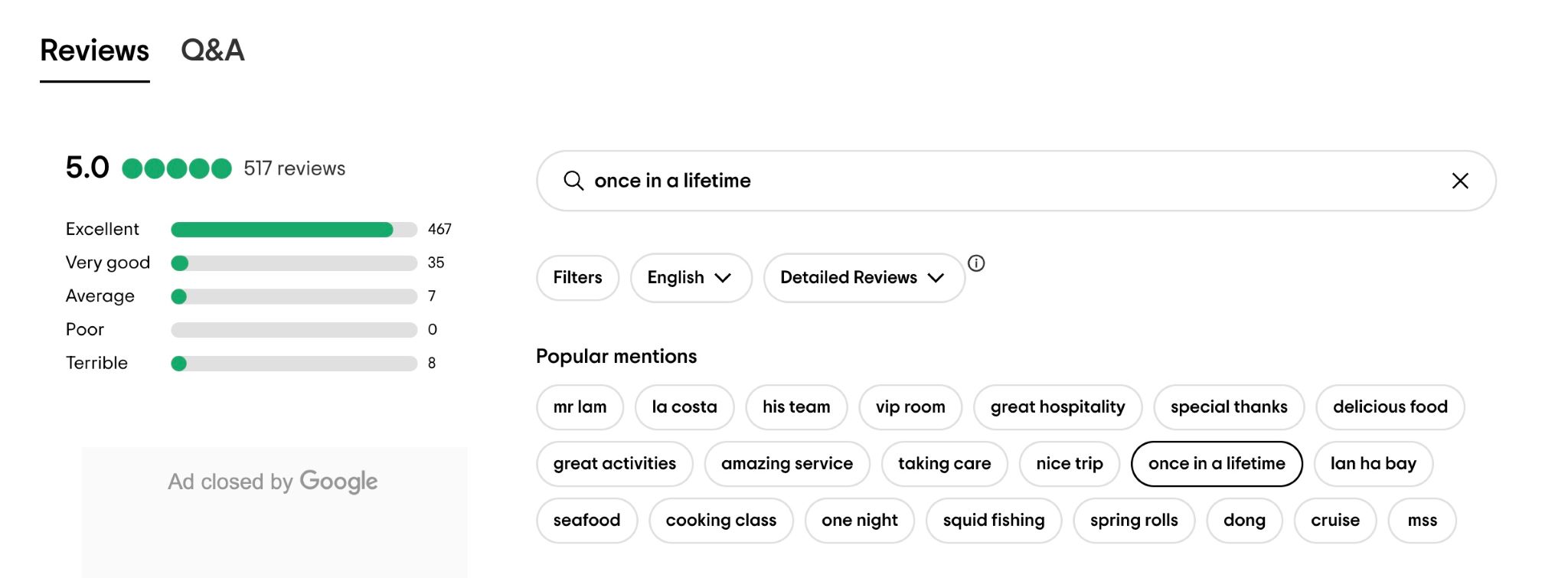 La Casta Cruise has been rated 5 out of 5 on TripAdvisor