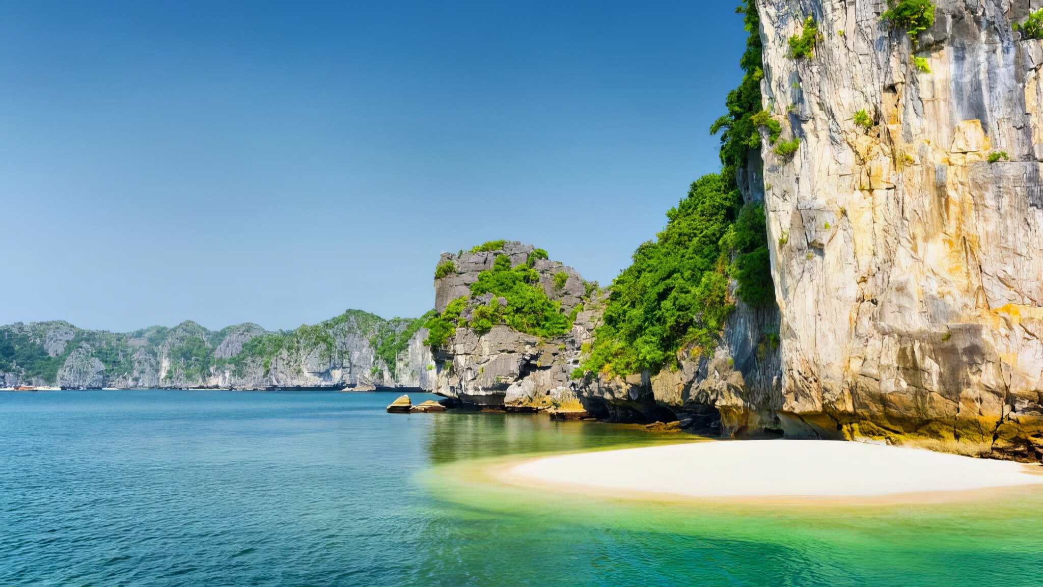 Ba Trai Dao Beach is a perfect spot for swimming and relaxing.
