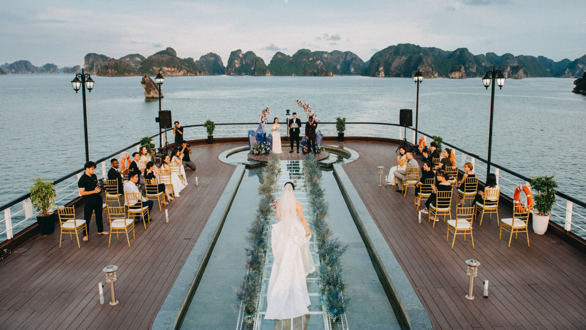 The sundeck provides a comfortable space for relaxation and special events.