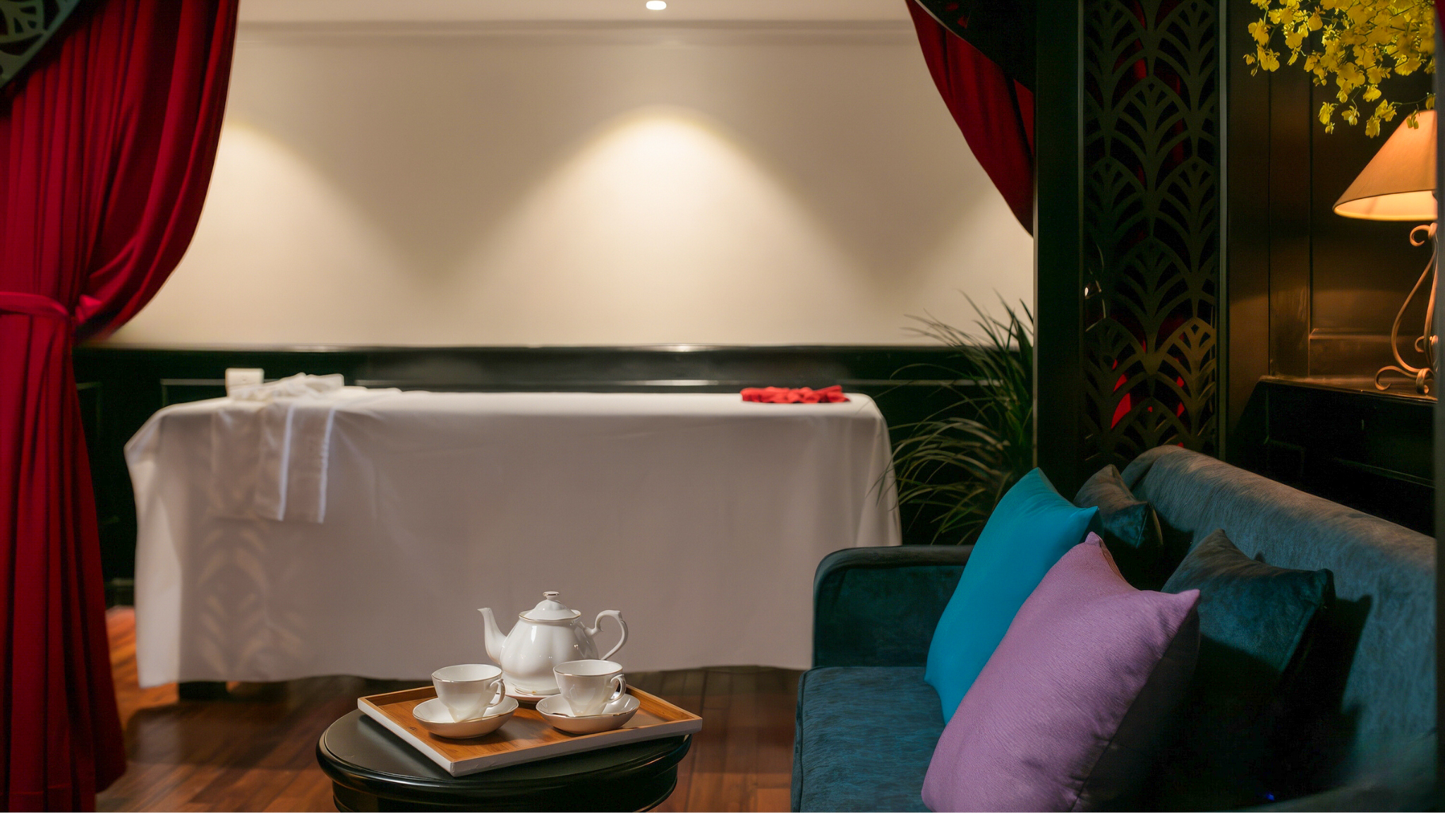 Traditional massage techniques and relaxing ambiance for spa therapy onboard.