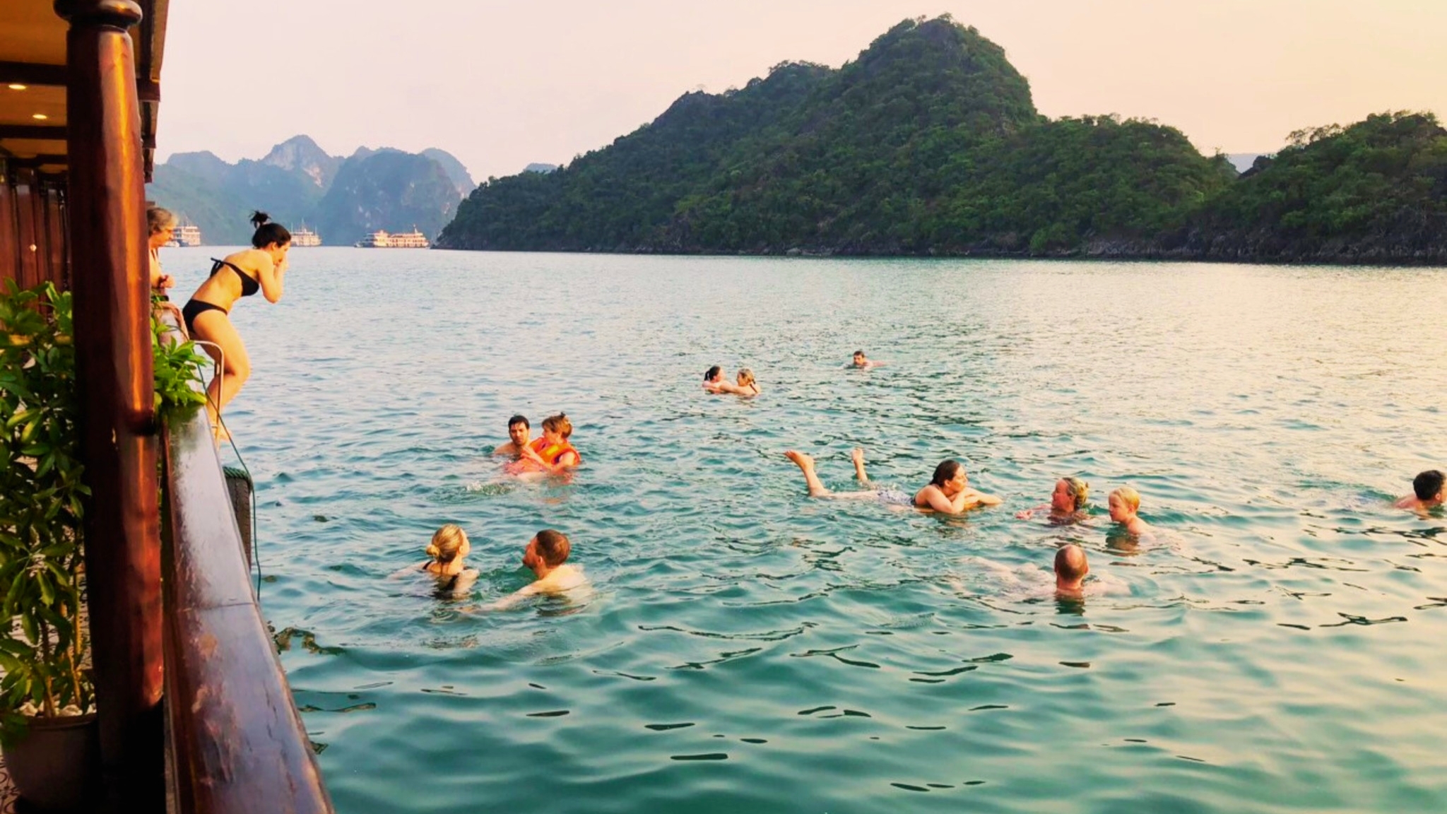 Enjoy a cool swim in the secluded part of Lan Ha Bay