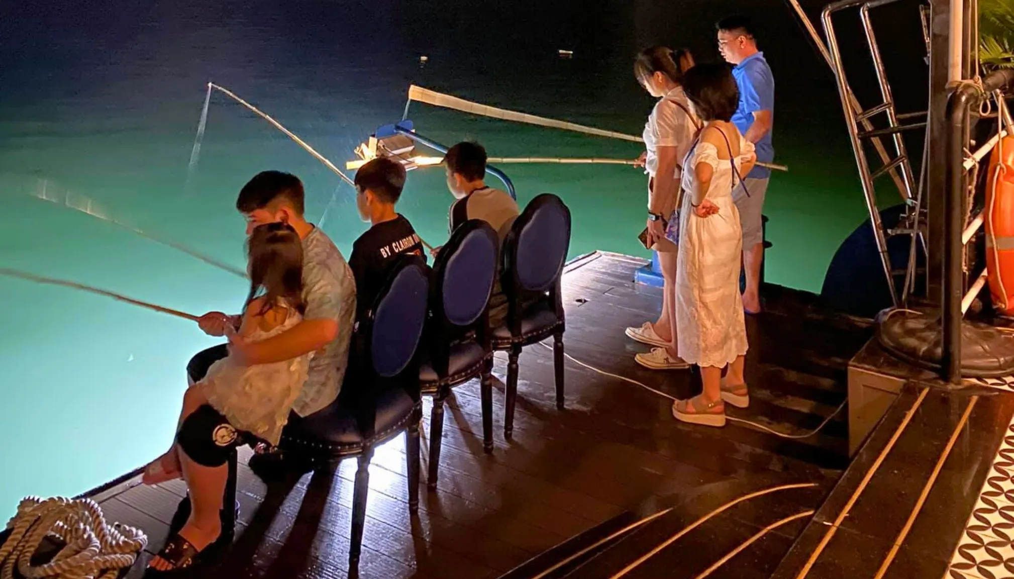 Squid fishing at night