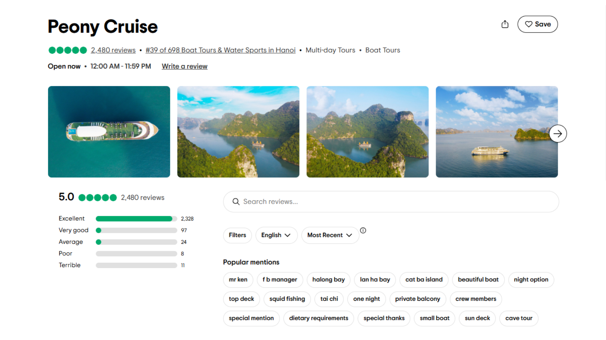 Popular mentions of cruise reviews on TripAdvisor