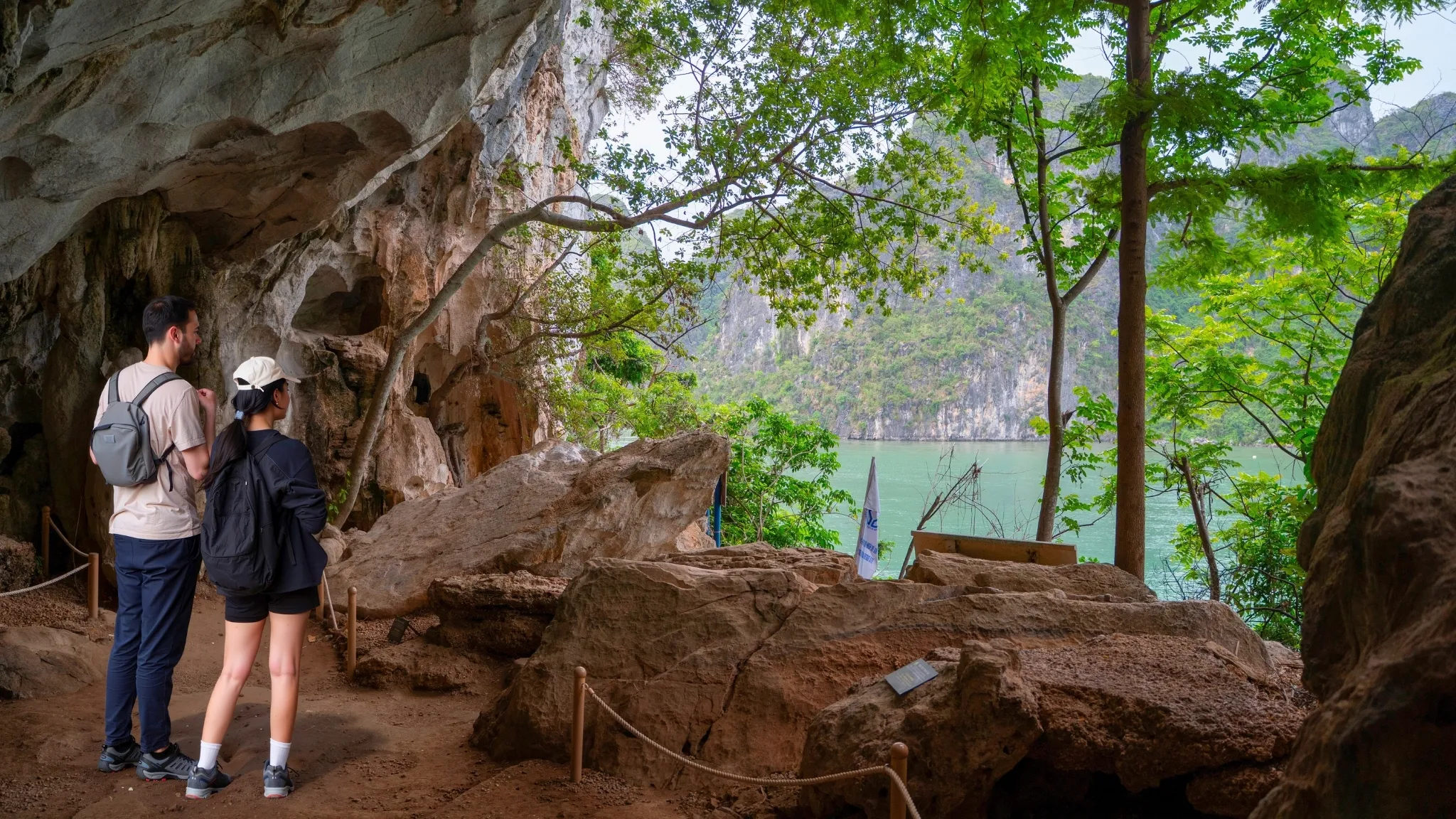 The lush view outside the cave