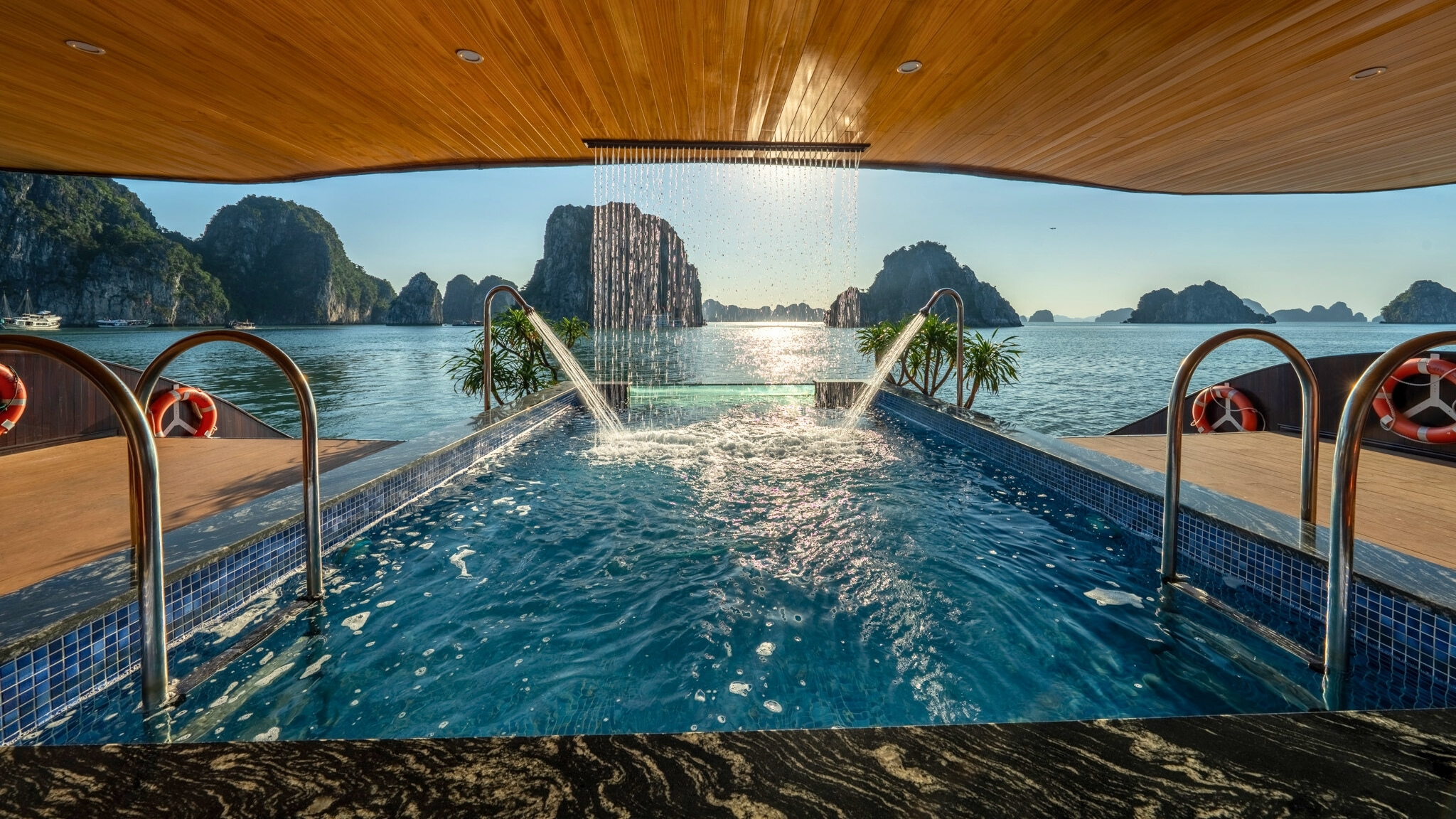 The refeshing pool on board