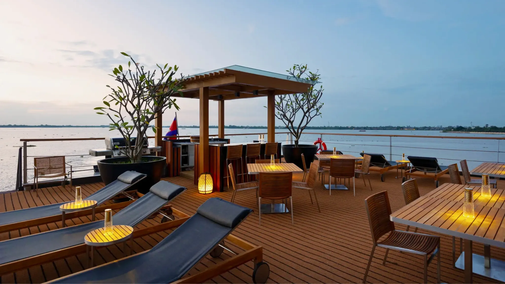Grand Sundeck For Mekong Riverside Views