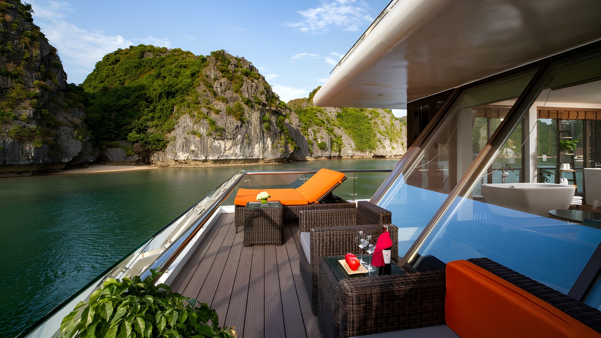 Spacious Balcony With Sun Loungers