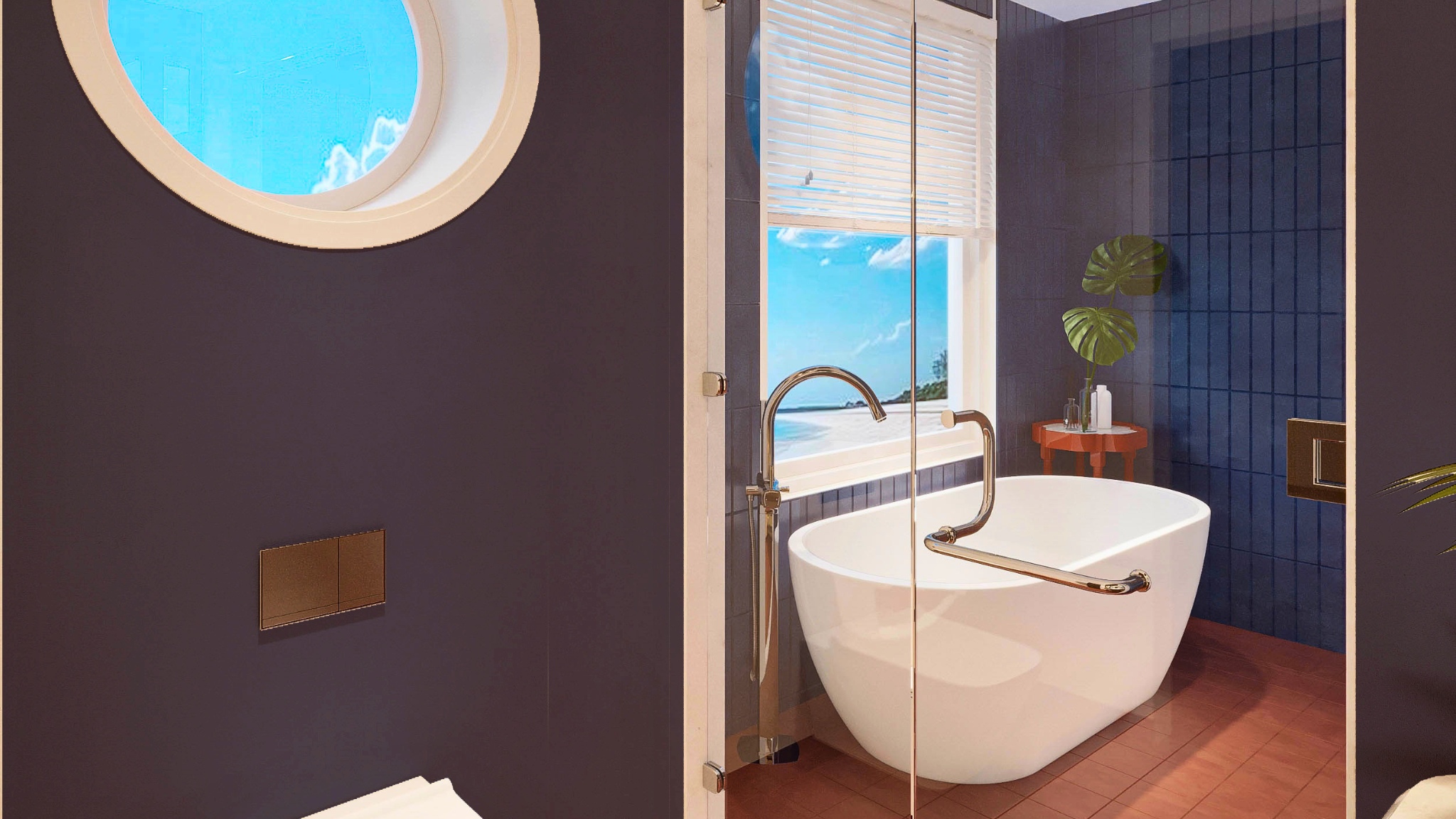 Enjoy time in the Sea-view Bathtub