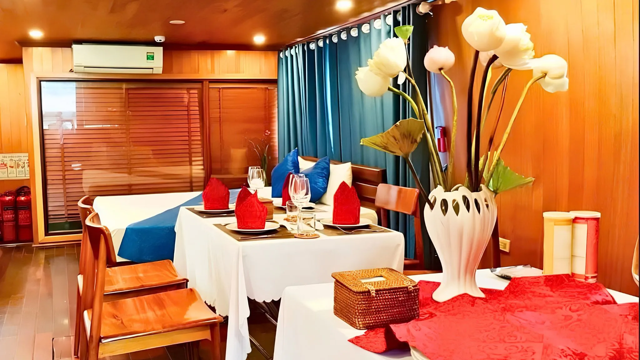 Private dining inside the cabin