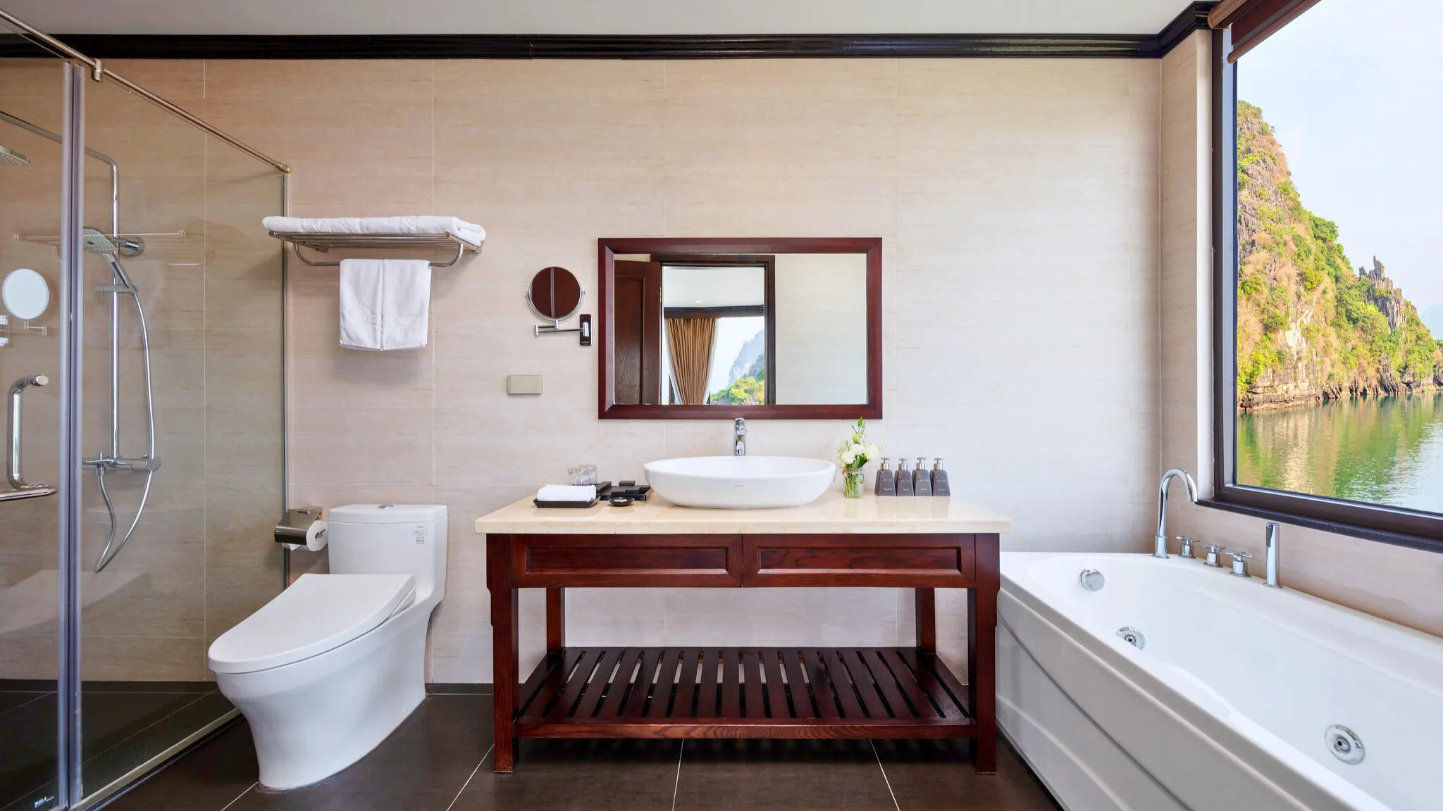 Well Equipped Bathroom With Bay View
